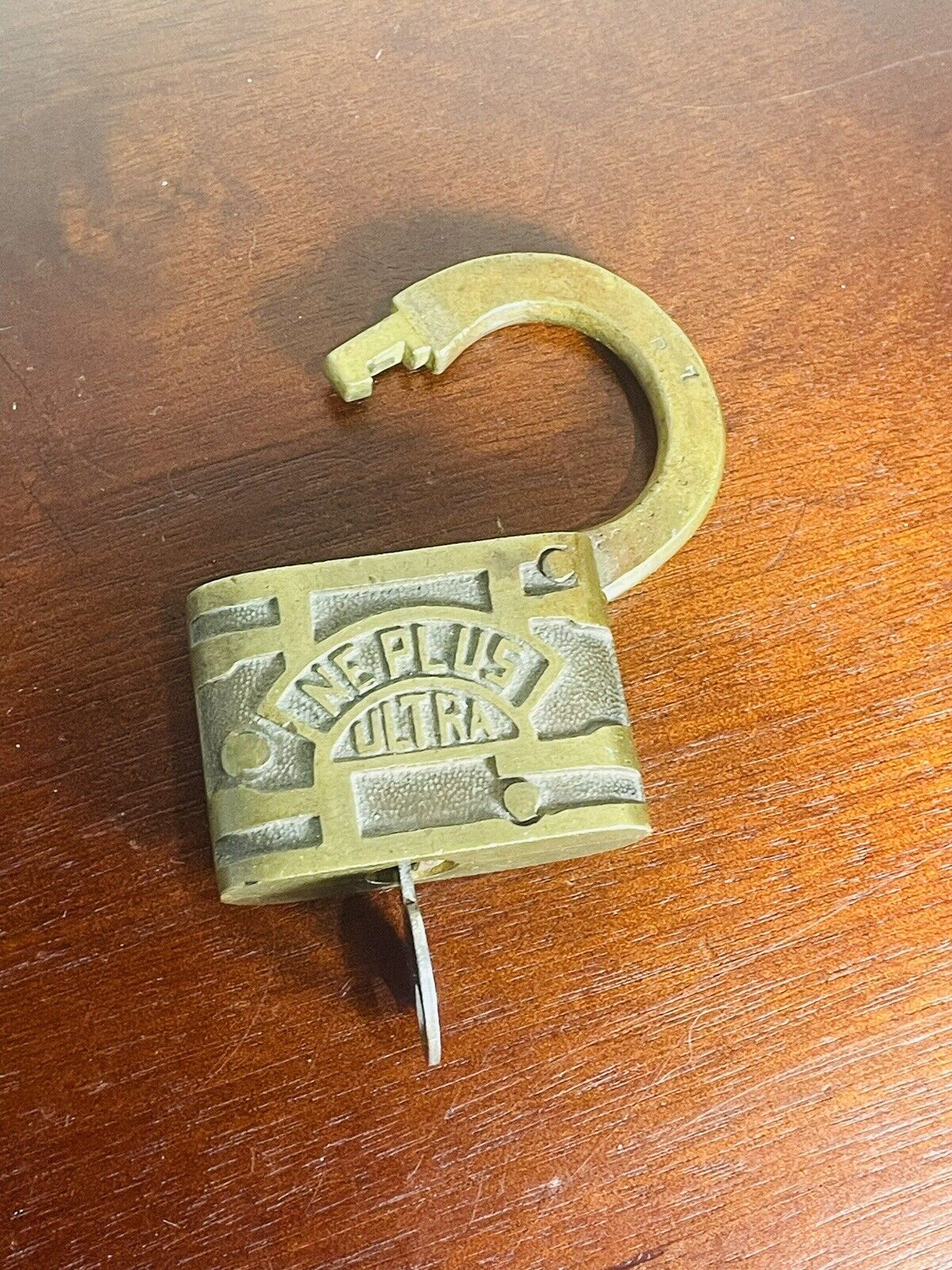 Vintage Antique Solid Brass NE PLUS ULTRA  Padlock  With Key Lock