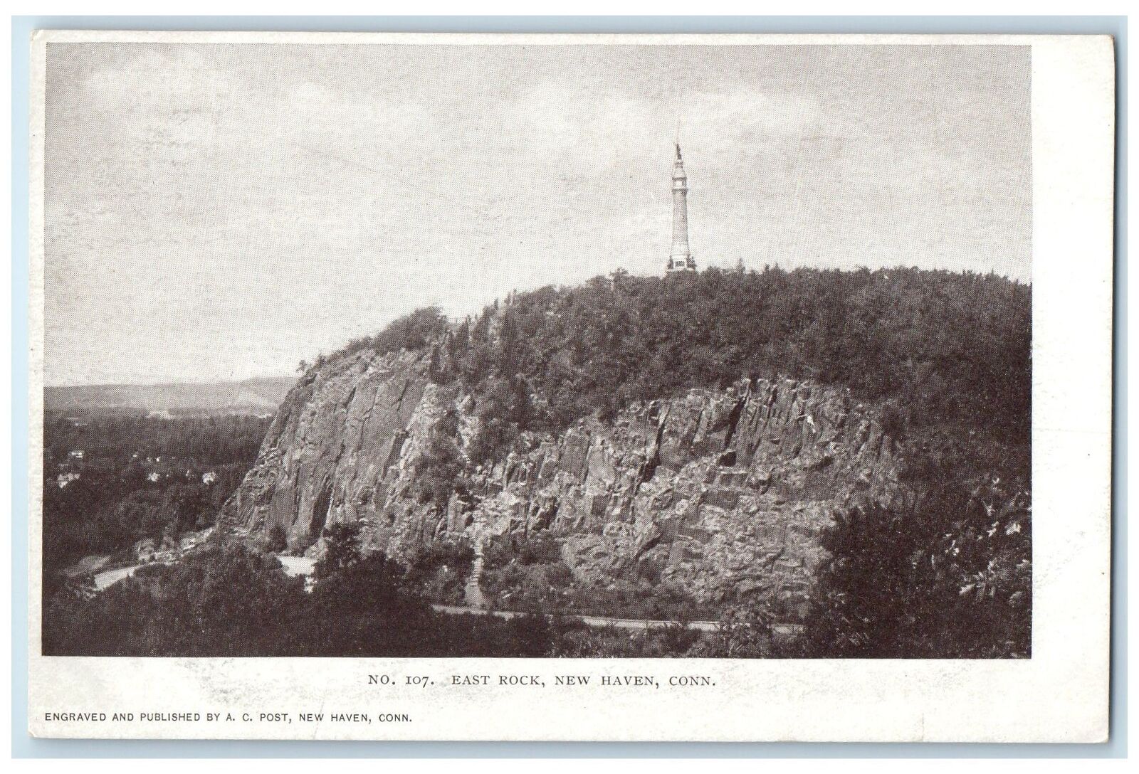 c1905\'s East Rock Soldiers Monument New Haven Connecticut CT Unposted Postcard