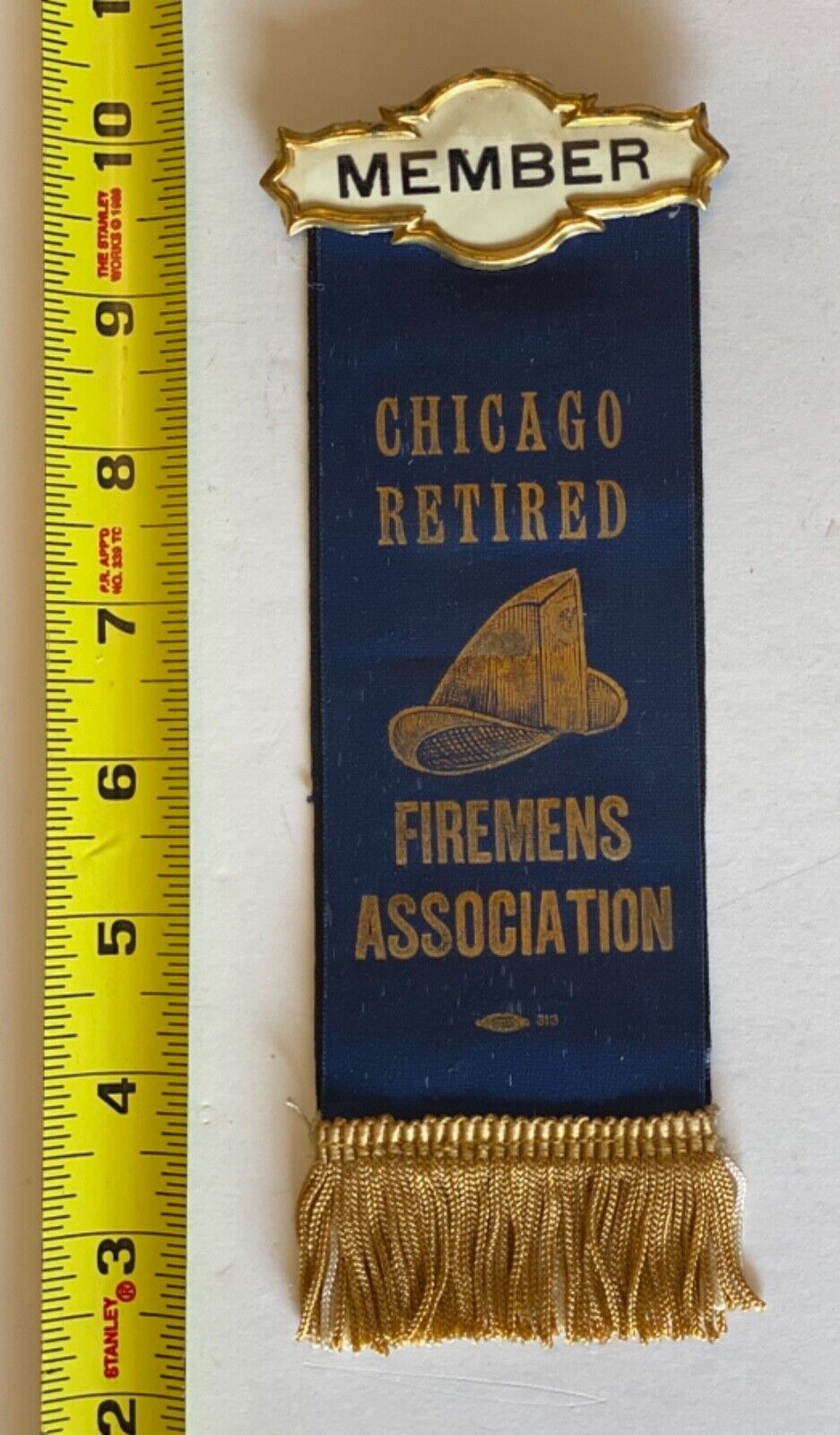 Antique Chicago Fire Department mourning ribbon.Two sided.