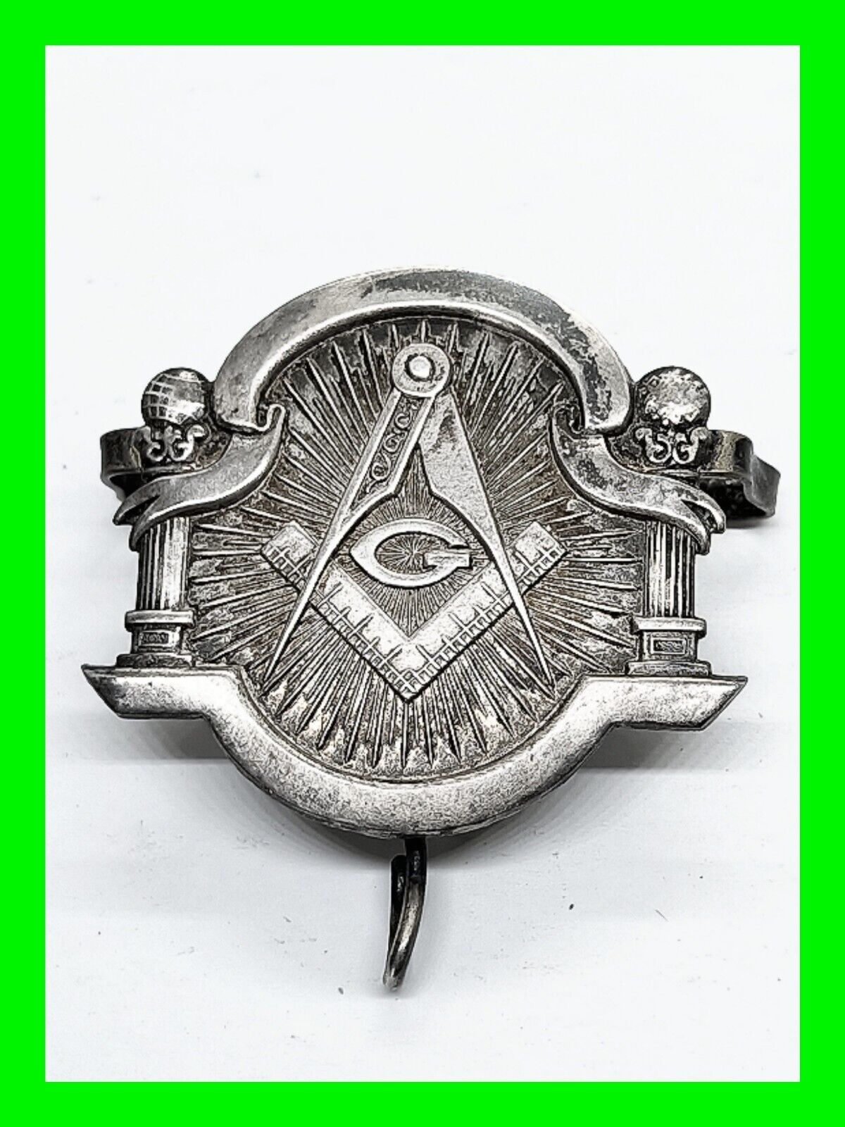 Unique Antique Mason Masonic Marked Sterling Silver Medal Badge Vintage Old