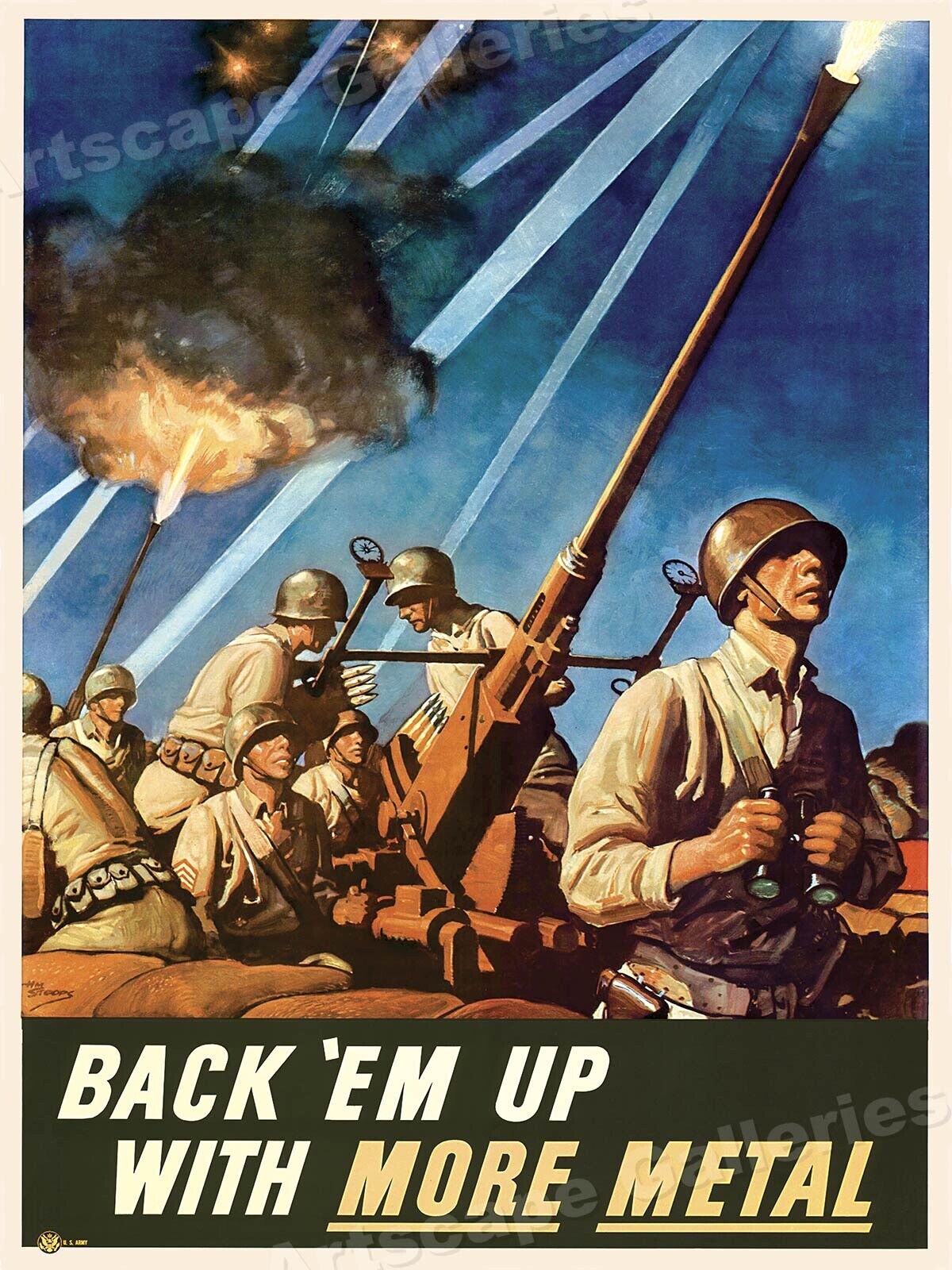 Back 'Em Up With More Metal 1942 Vintage Style WW2 Poster - 18x24