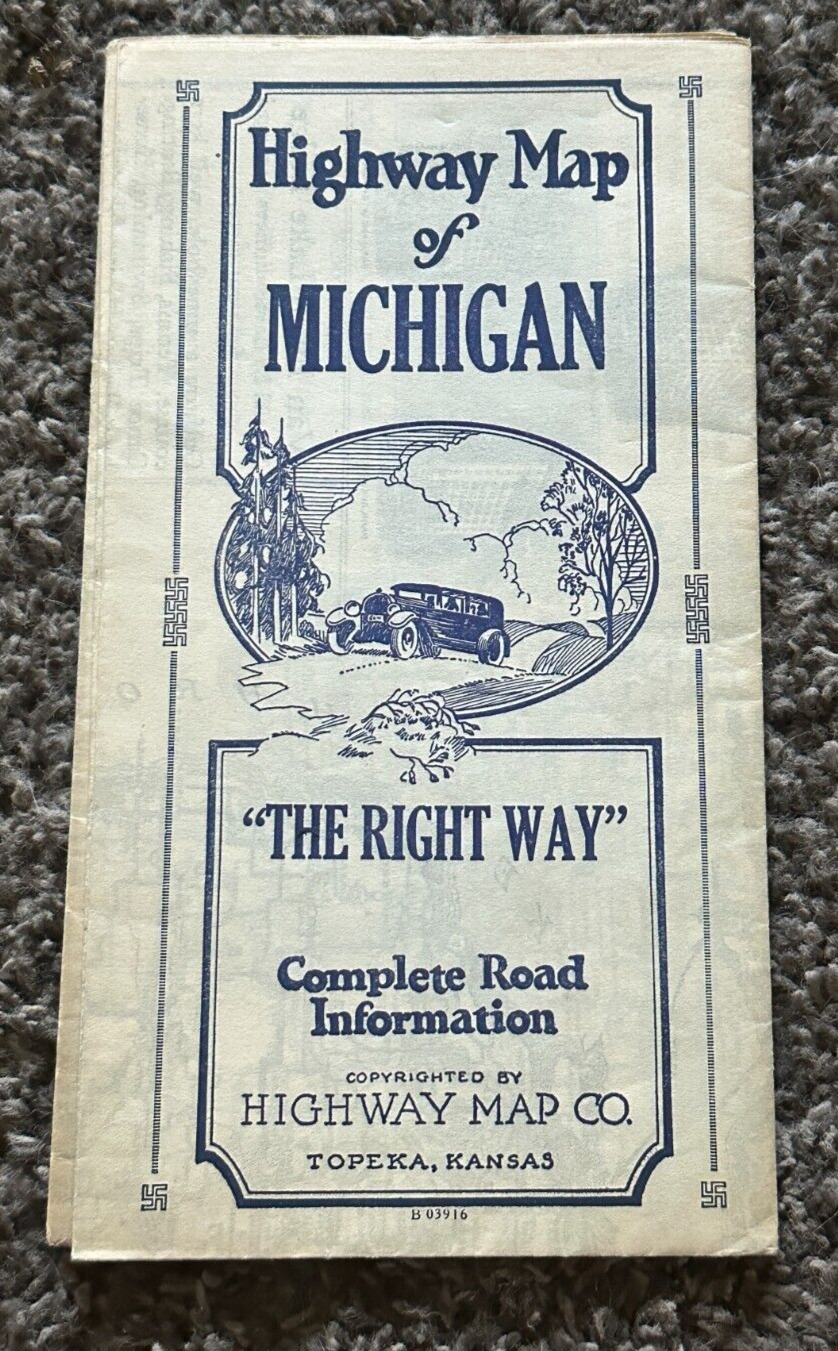 Vintage 1920\'s Highway Map of Michigan \