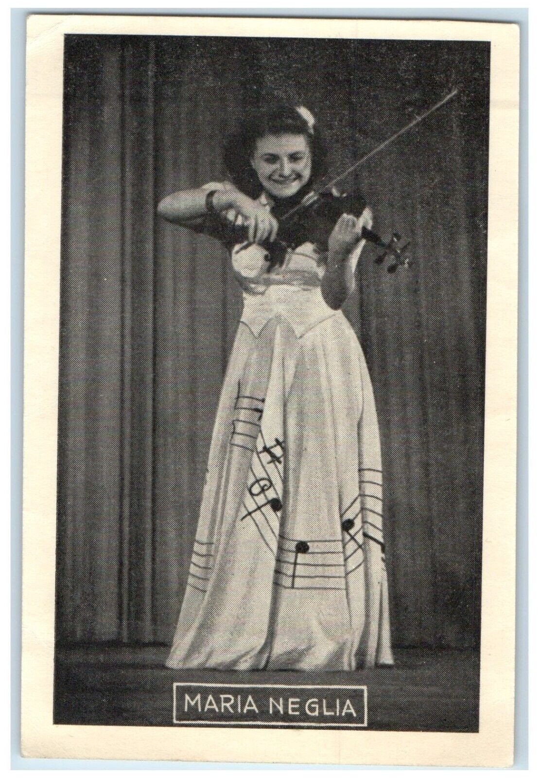 c1910's Maria Neglia Playing Violin Violinist Musician Studio Antique Postcard
