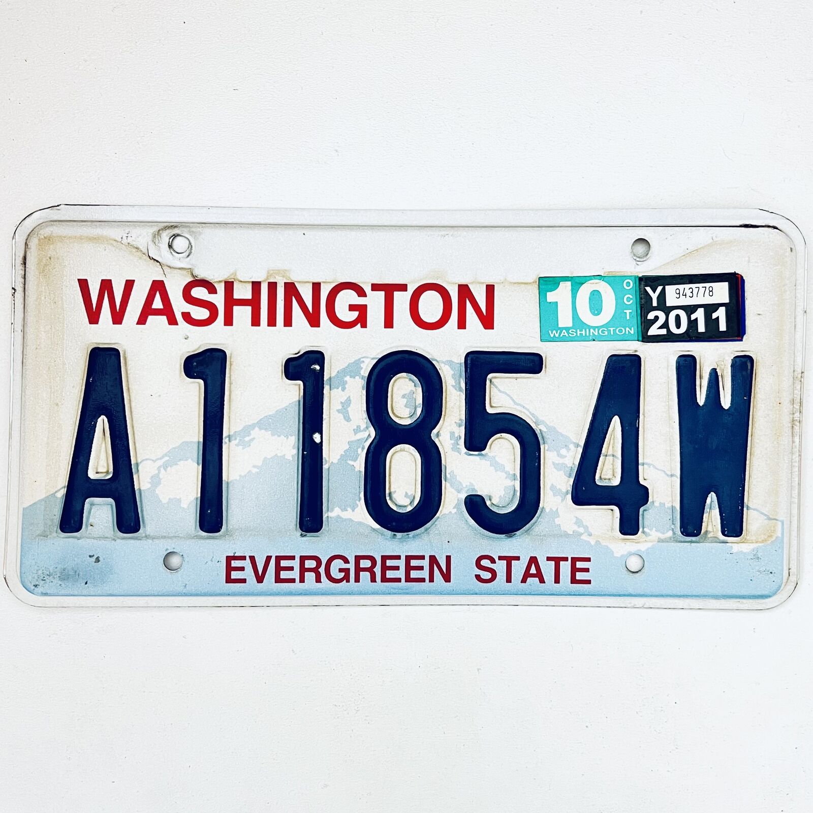 2011 United States Washington Evergreen Passenger License Plate A11854W