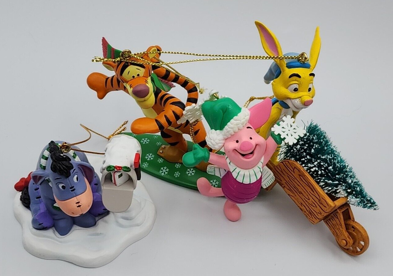 Grolier Disney President's Ed Eeyore Piglet Tigger Rabbit - 4 Ornaments No Boxes