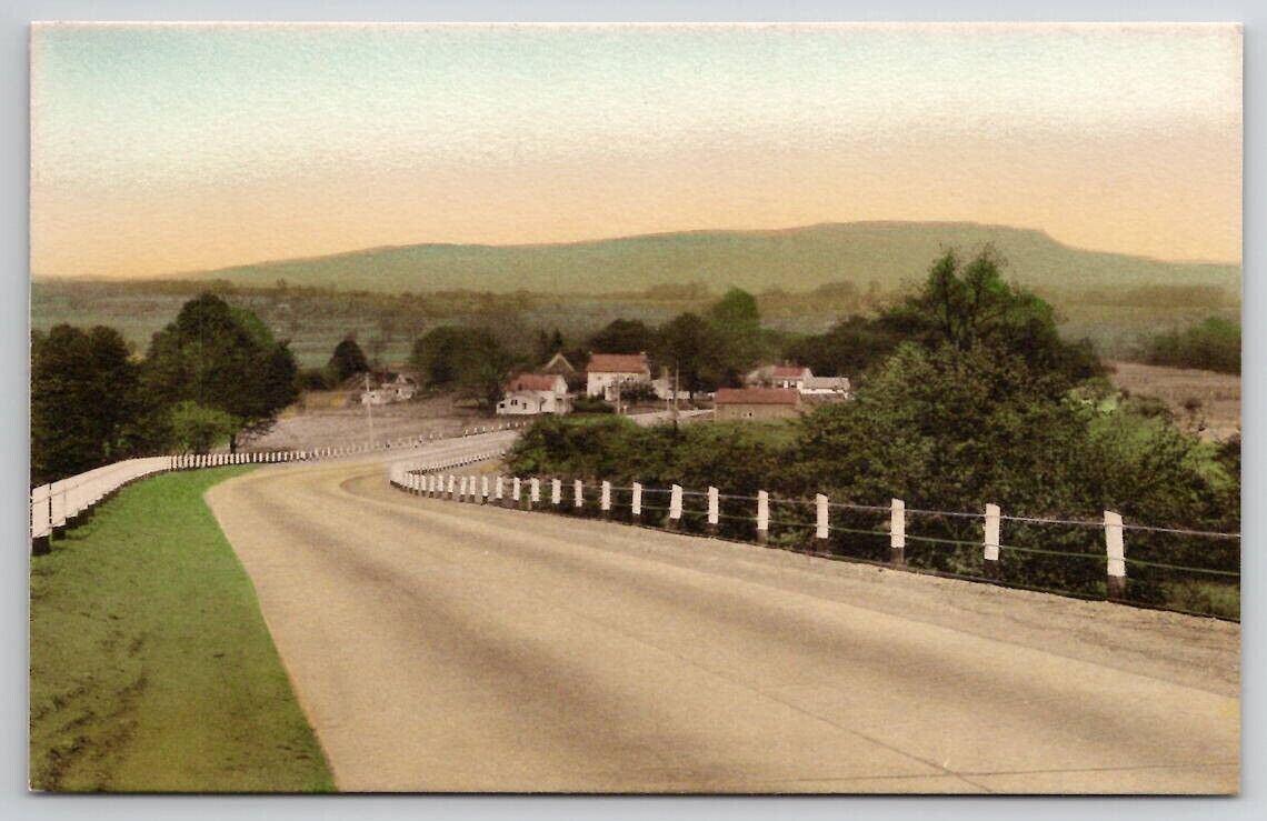 Waterbury CT Southington Mountain Road The Air Line Hand Colored Postcard P22