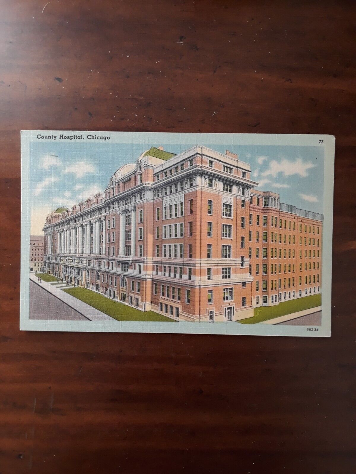 Linen Postcard Chicago, Illinois, Cook County Hospital, 1925 Levy Tub15 
