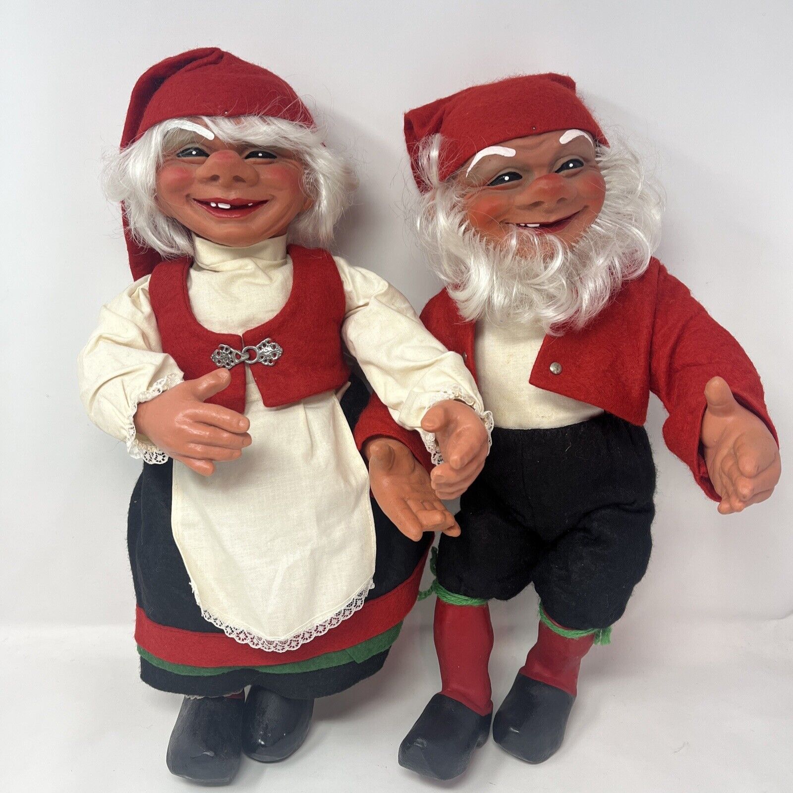 2 Arne Hasle Latex Norge Large 16”  Christmas Elf Doll Vintage Troll Norwegian