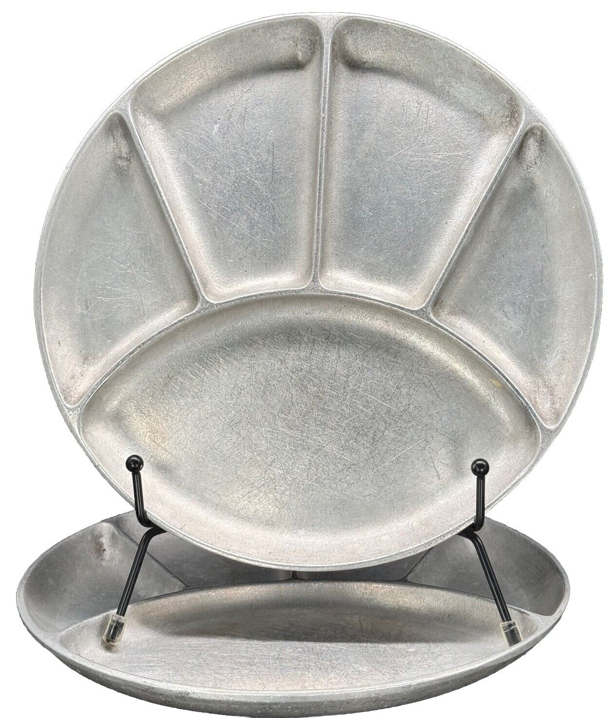 2 Bon Chef 5 Section Fondue Divided Plate Pewter Armetale Vintage 9011-N Sushi