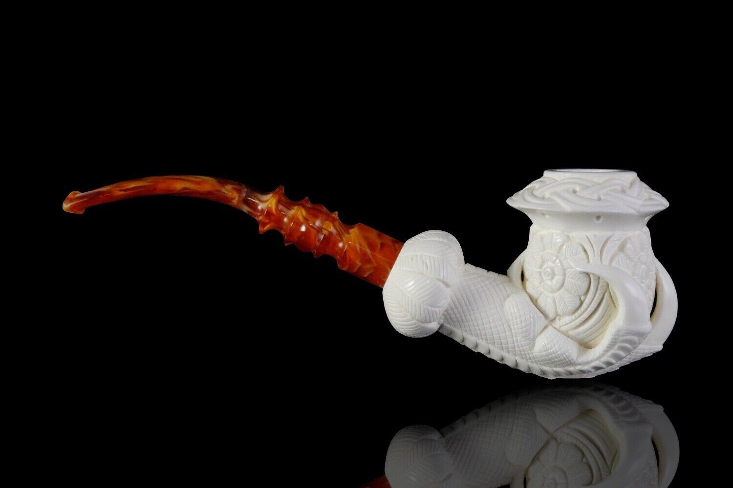 Claw Holds Calabash Pipe By Ali New-block Meerschaum Handmade W Case#1484
