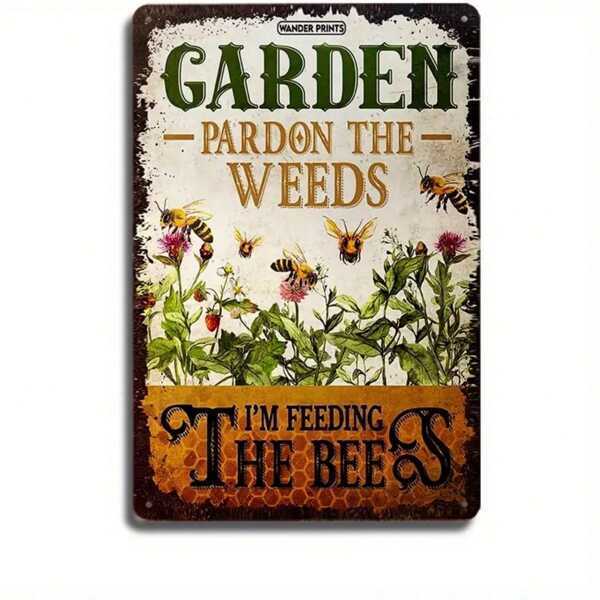 1pc Vintage Tin Sign Metal Plaque For Garden & Patio Decoration, Home & Room