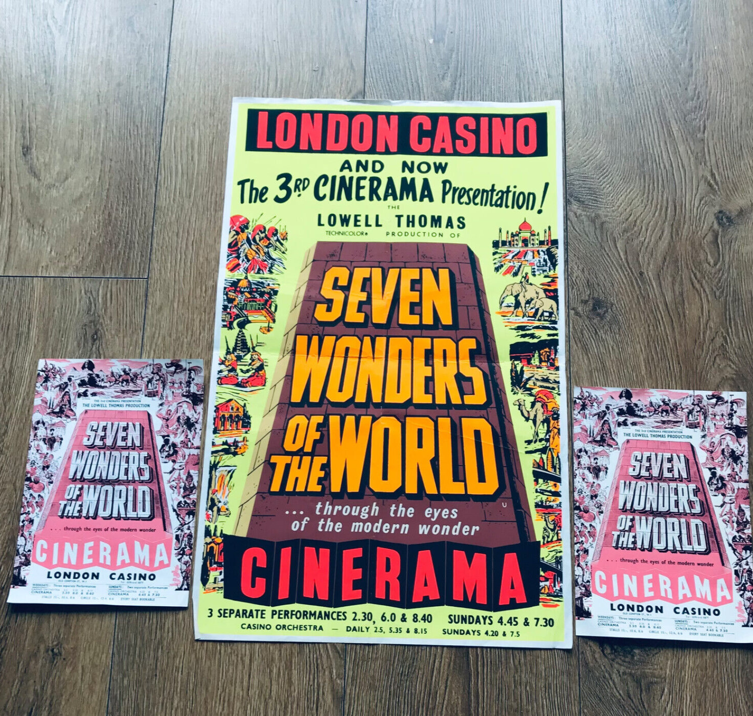 Cinerama Posters x3 London Casino Seven Wonders of the World 1960s