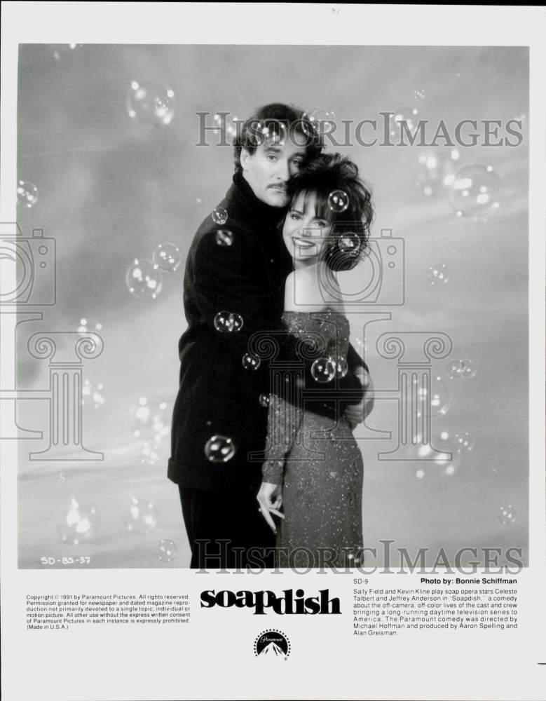 1991 Press Photo Sally Field and Kevin Kline in \