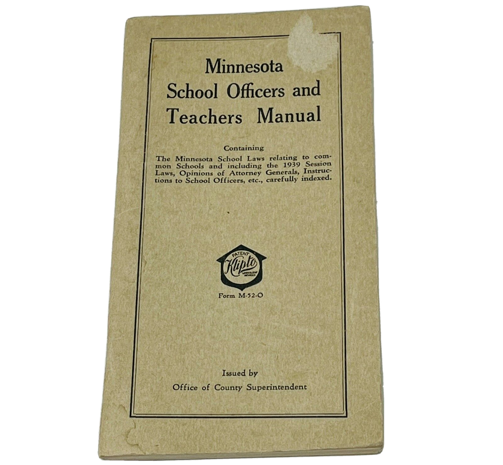 1939 Minnesota School Officers And Teachers Manual Booklet Book Guide