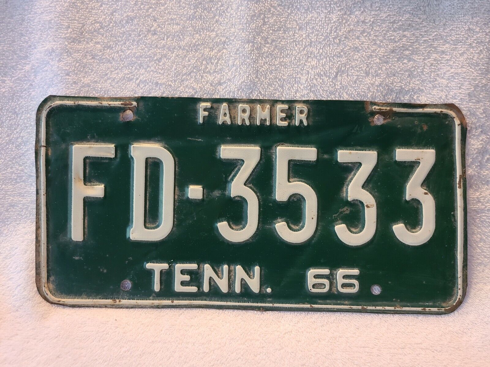 Vintage 1966 Tennessee Farmer License Plate