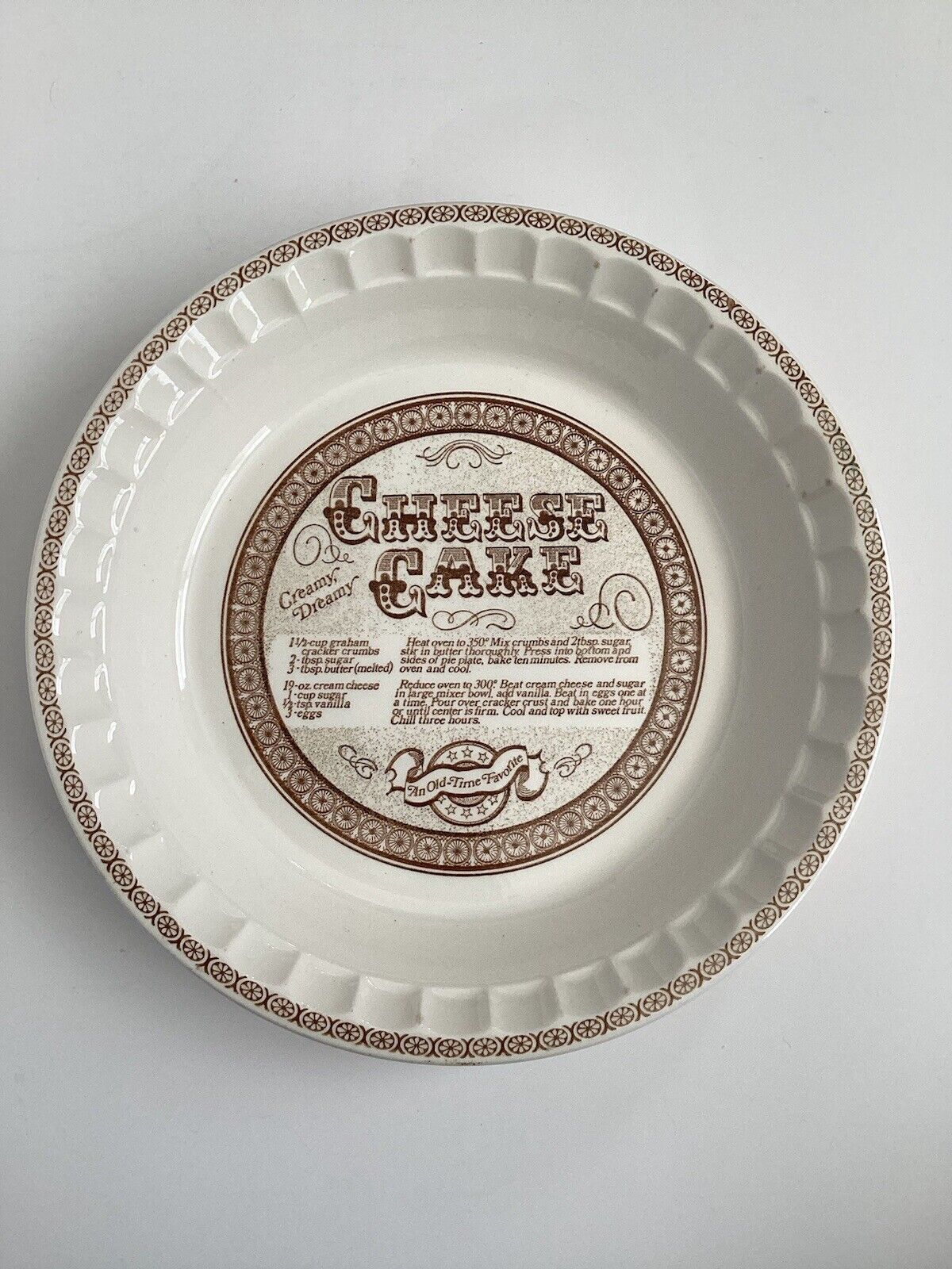 Vintage Royal China Cheesecake Plate Pan Ceramic 11” Deep Dish Recipe