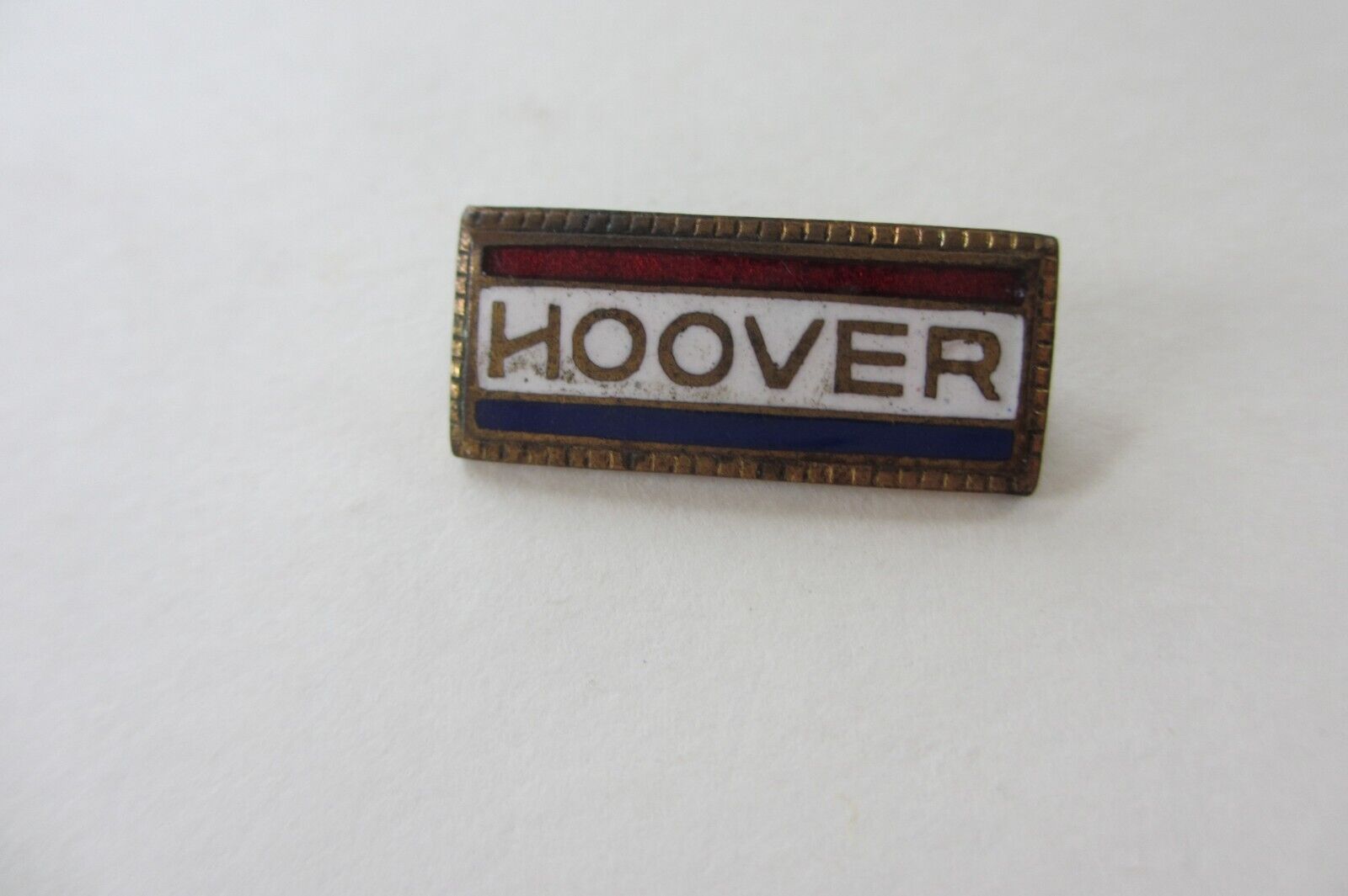 Original Rectangular Metal & Enamel Herbert Hoover Political Campaign Pin