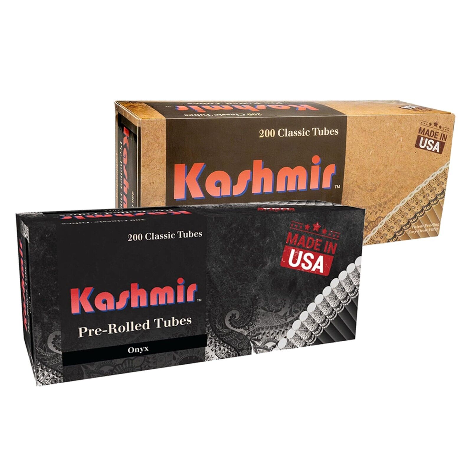 Kashmir Pre-Rolled Tubes Combo Pack of Onyx & Unbleached Cigarette Tubes: 400 Ct