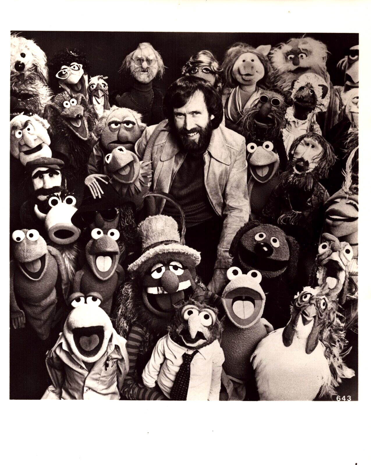 Vintage 1970s Jim Henson and Muppets Glossy 8x10 B/W Publicity Photograph #643