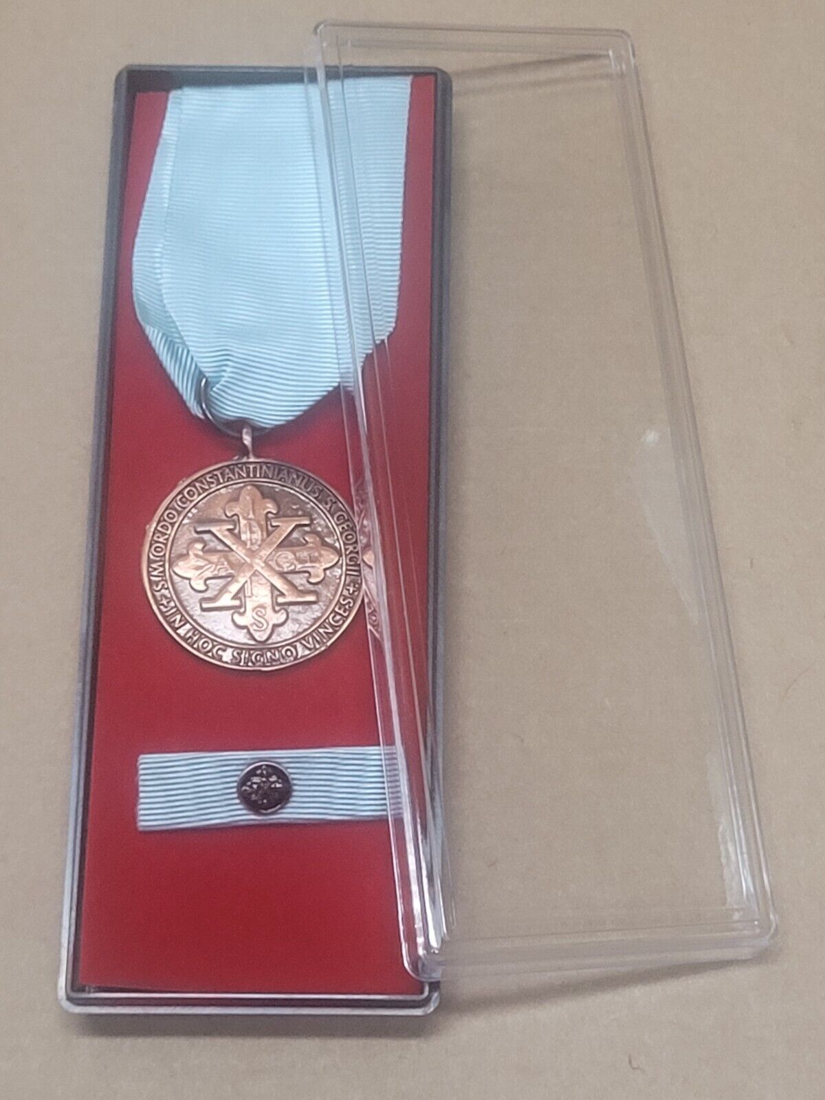 Medal + Tape And Box Bronze Benemerenza Order Constantine S.Giorgio
