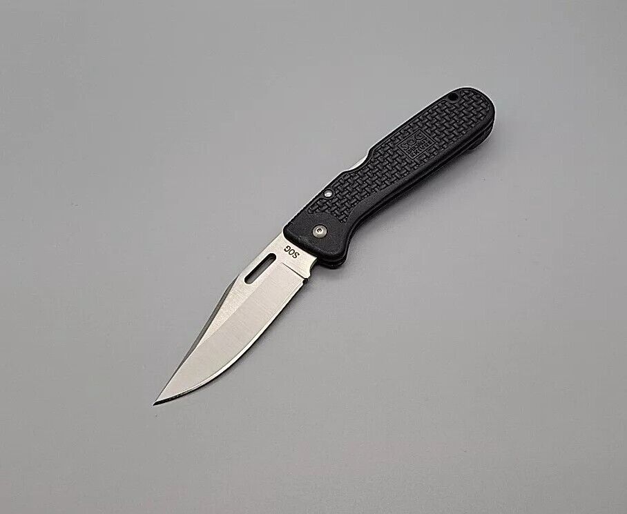 SOG Auto Clip Pocket Knife - Adjustable Clip - Lock Back - Manual Plain Blade