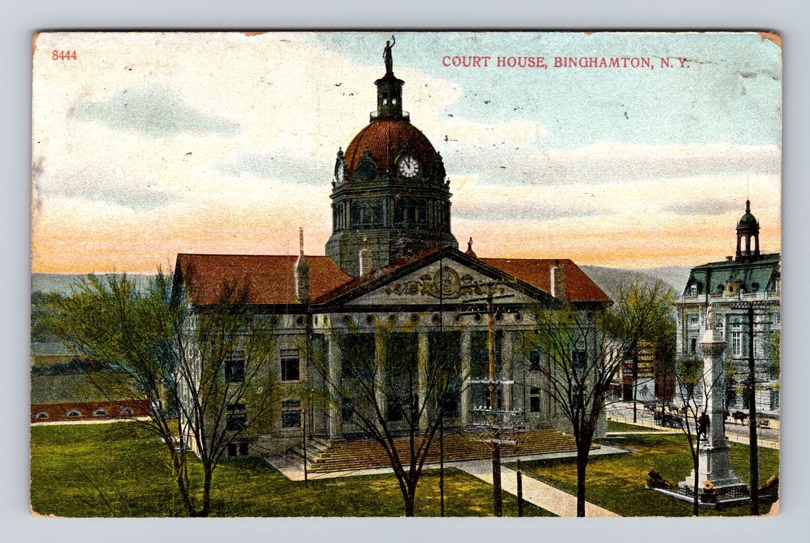 Binghamton NY-New York, Court House, Antique Vintage c1909 Souvenir Postcard