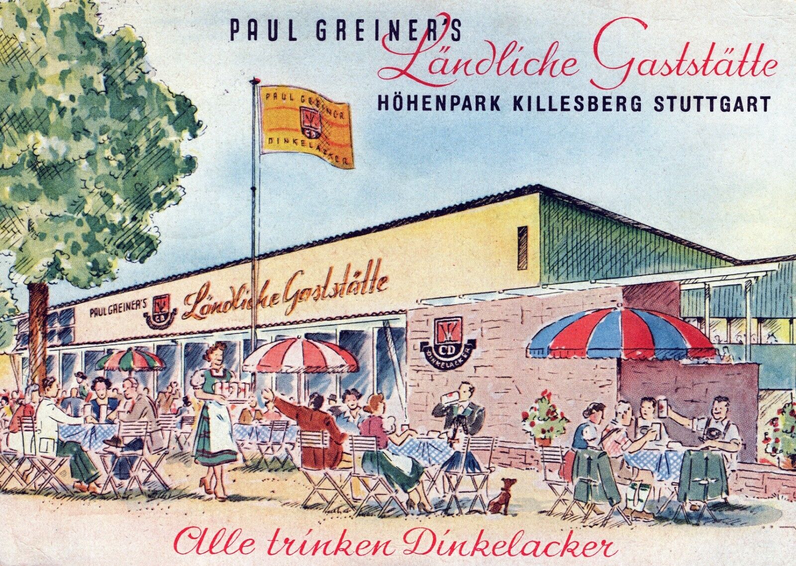 Pub in Hohen Park Stuttgart Germany 4x6 Art Postcard