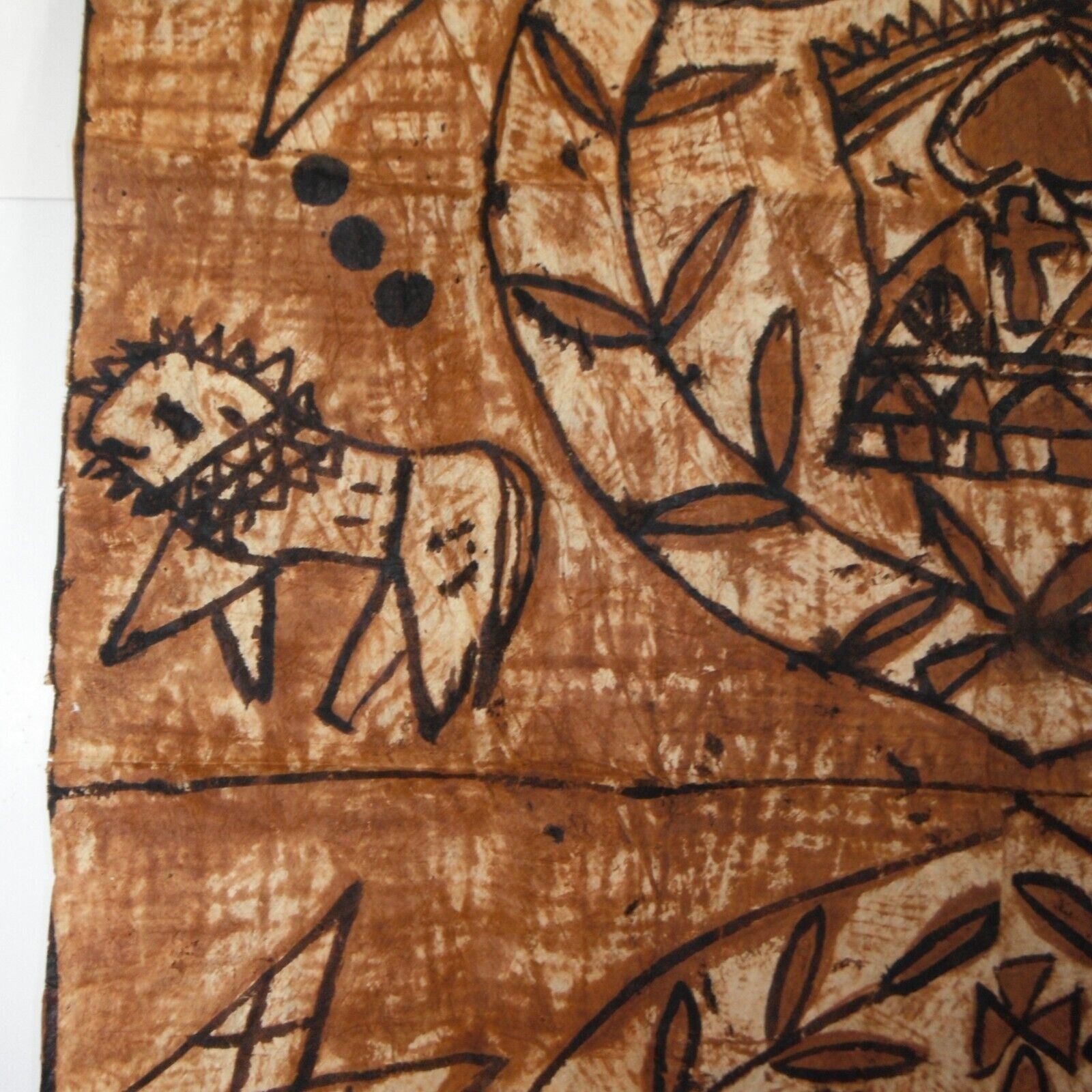 original vintage 1960s Hawaiian tapa bark cloth 39 x 34