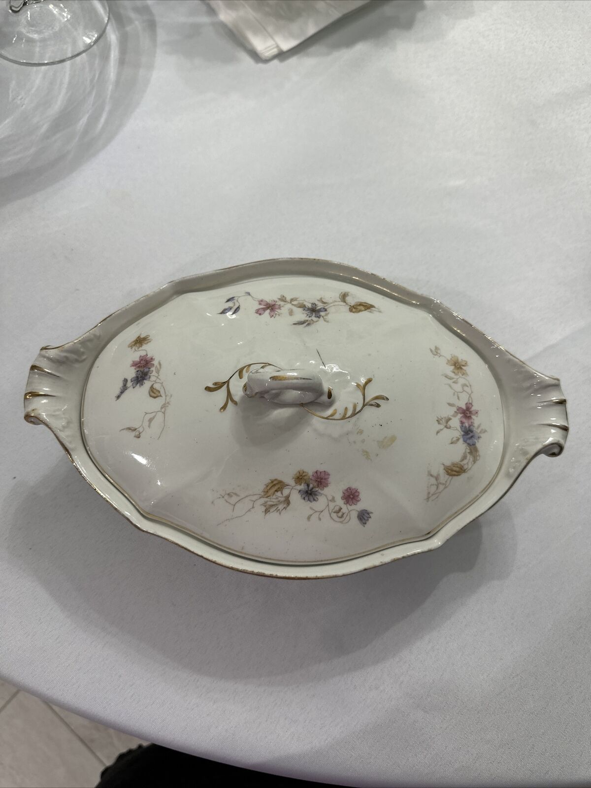Antique Semi Porcelain Wedgewood & Co Covered Serving Bowl