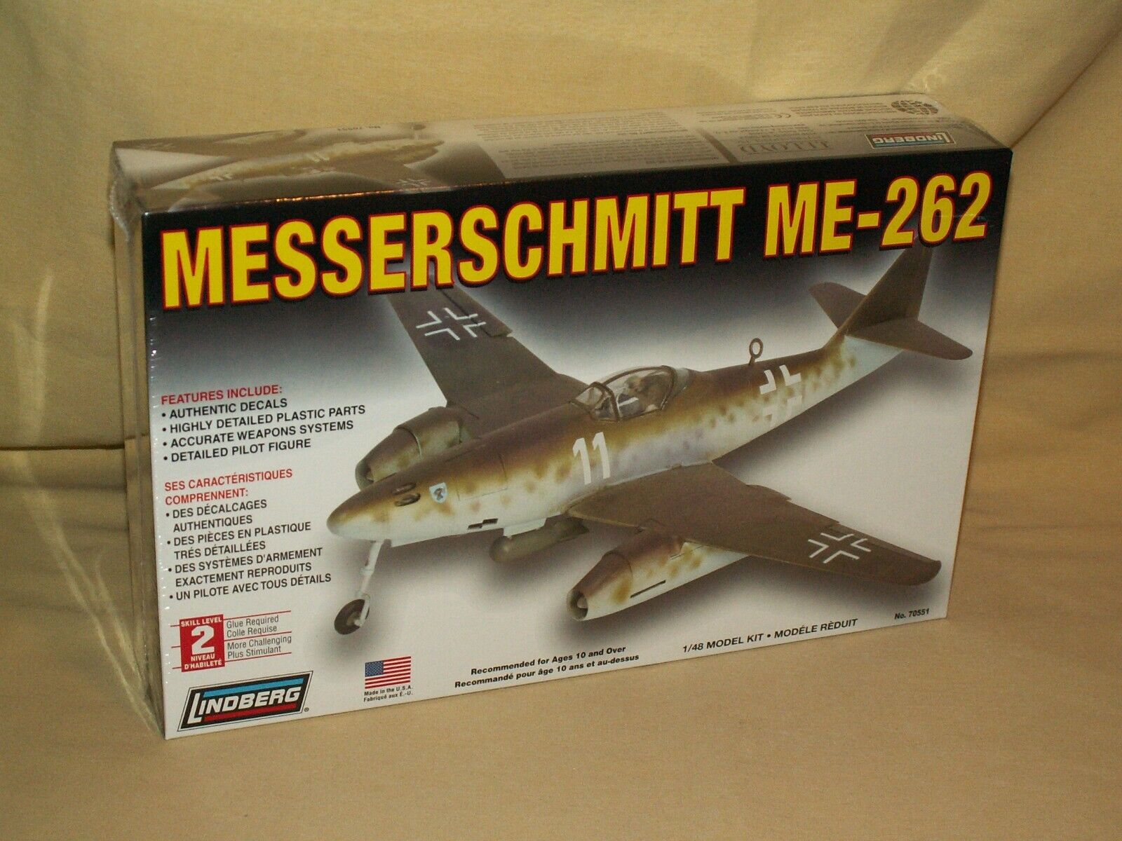 MESSERSCHMITT ME-262 LINDBERG AIRPLANE MODEL KIT NEW 2006 NO 70551 1/48 PLANE.