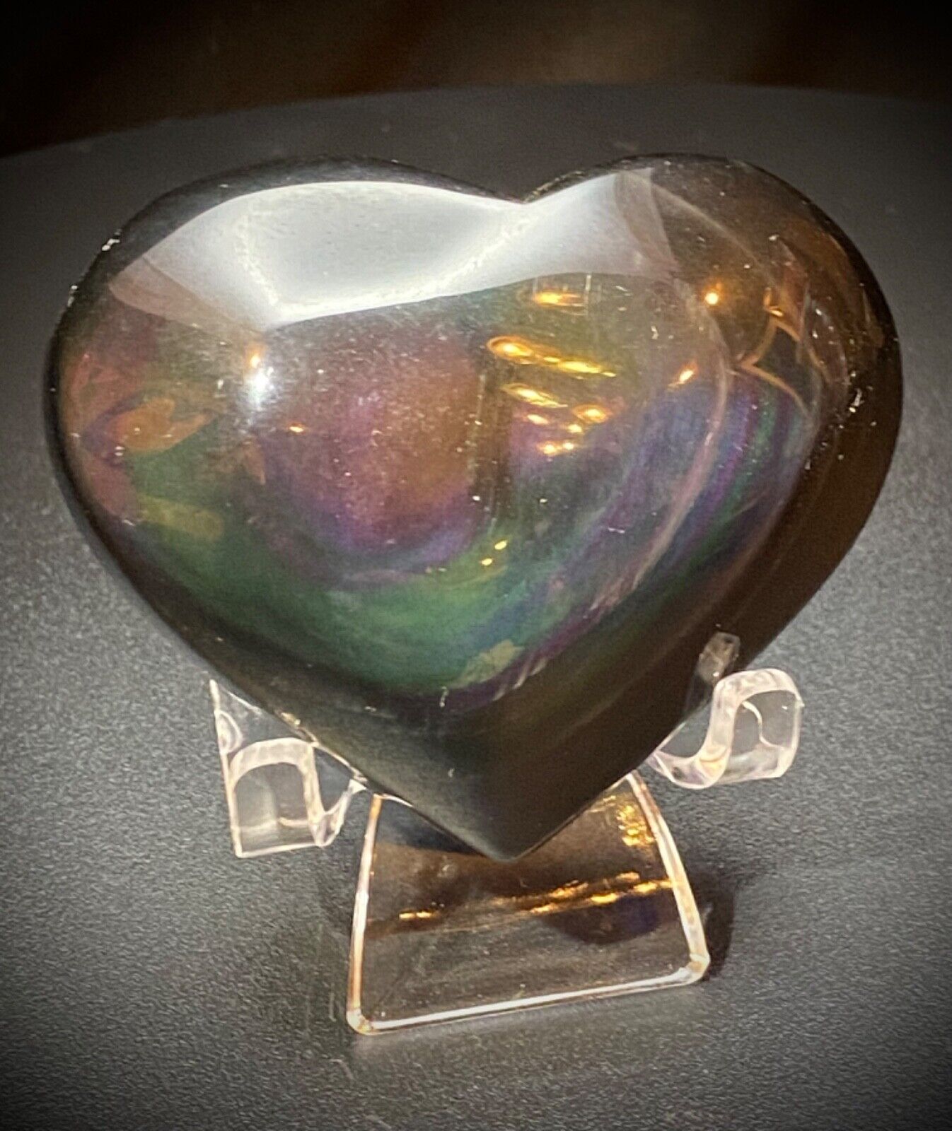 Chunky Rainbow Obsidian Heart With Stand 2.6\