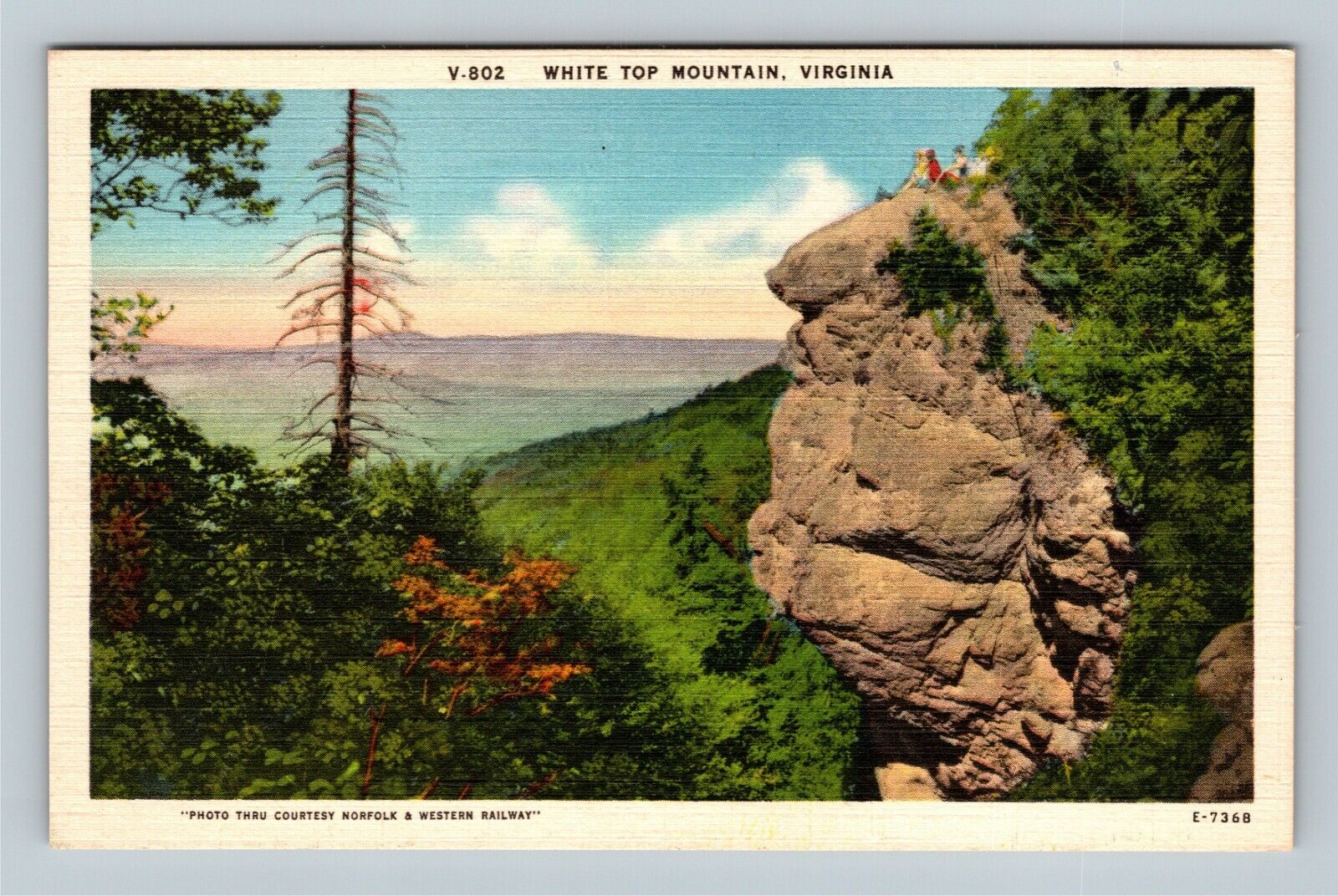White Top Mountain VA, View, Virginia Vintage Postcard