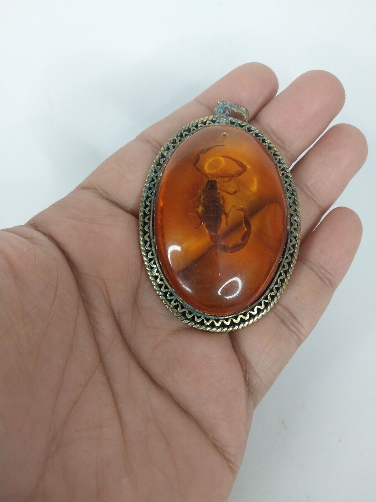 RARE ANCIENT EGYPTIAN ANTIQUE Scorpion Dead Amber Pendent Necklace