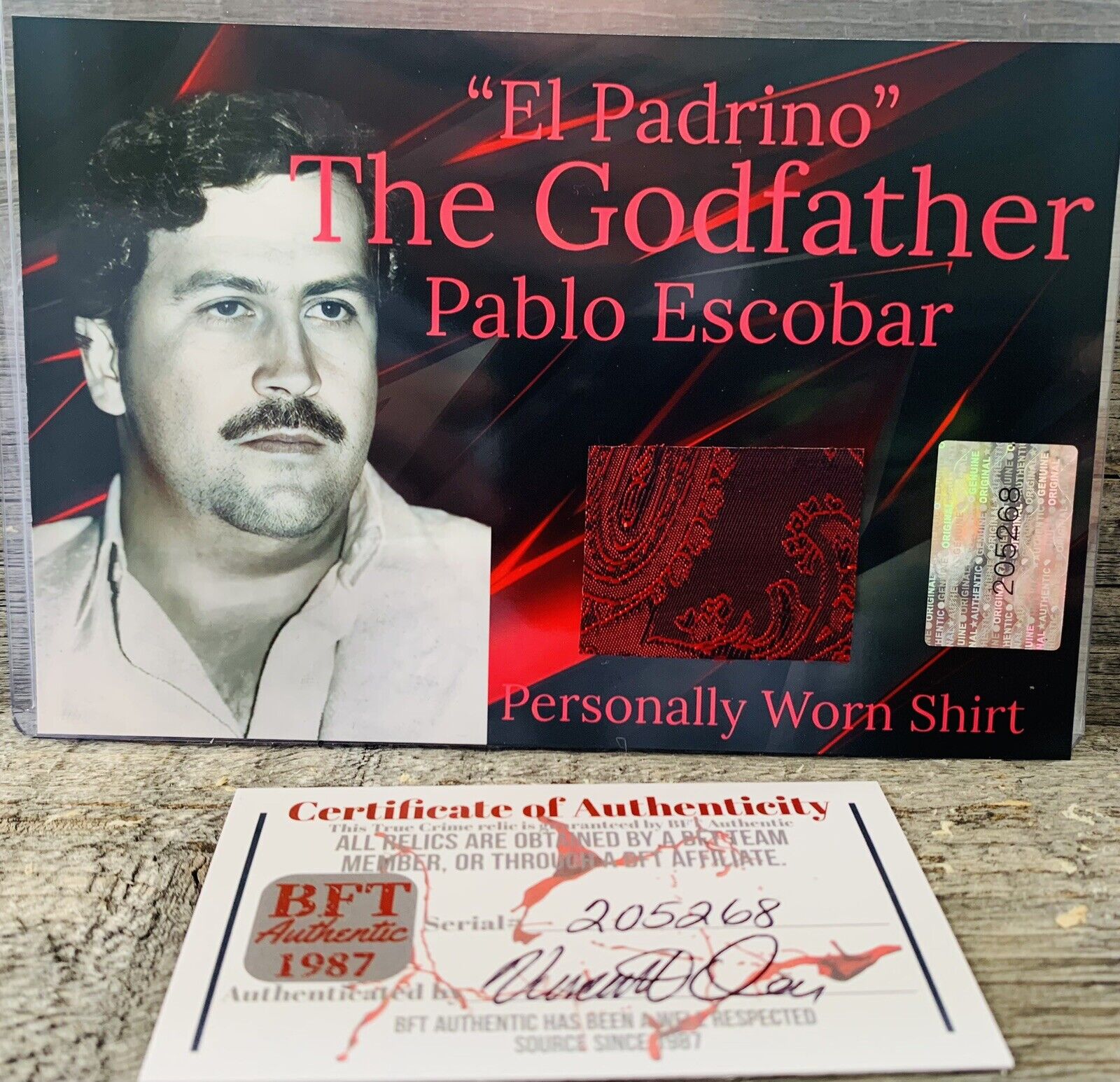 Pablo Escobar Authentic Personally Owned Shirt Remnant COA True Crime