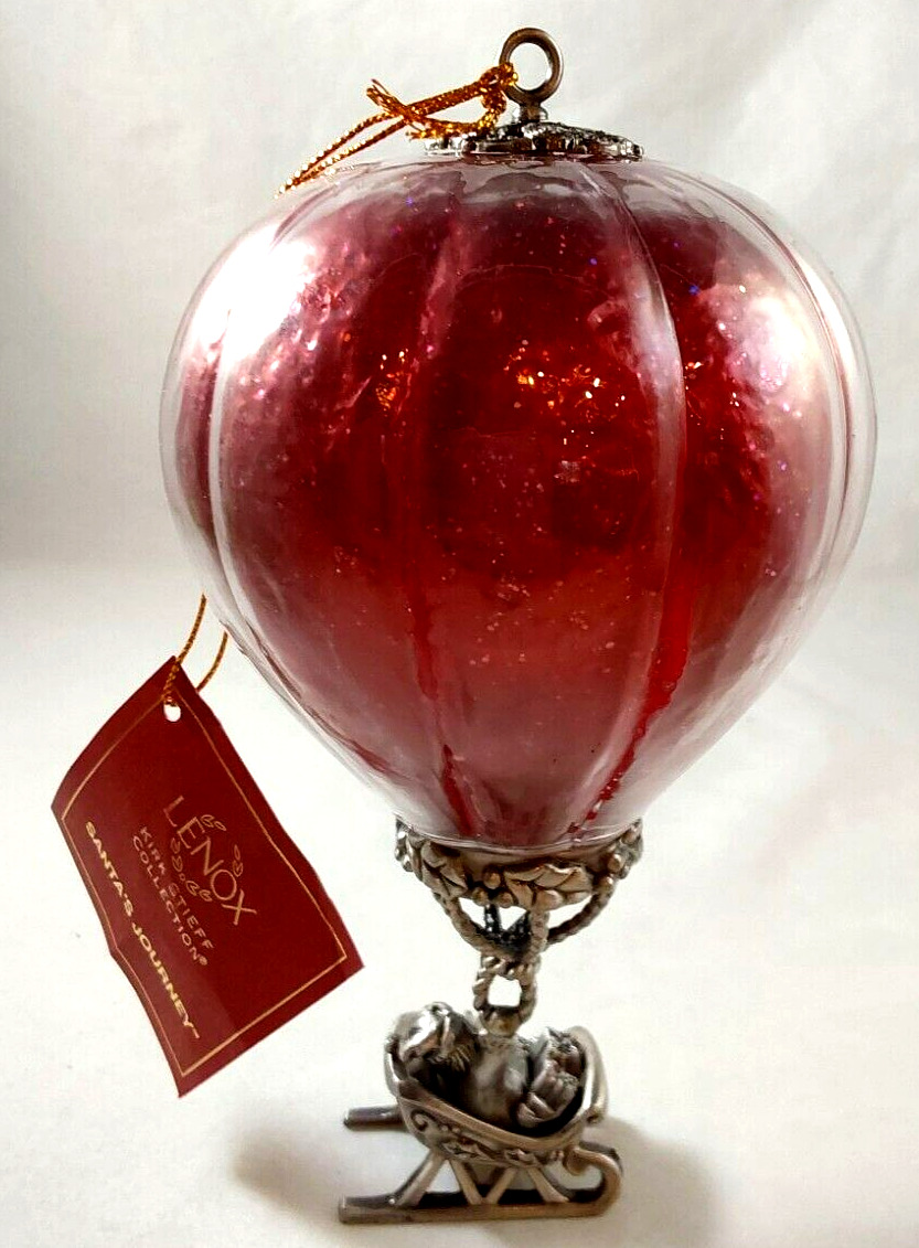 Lenox Kirk Steiff Santa\'s Journey Hot Air Balloon Pewter Christmas Ornament 1st