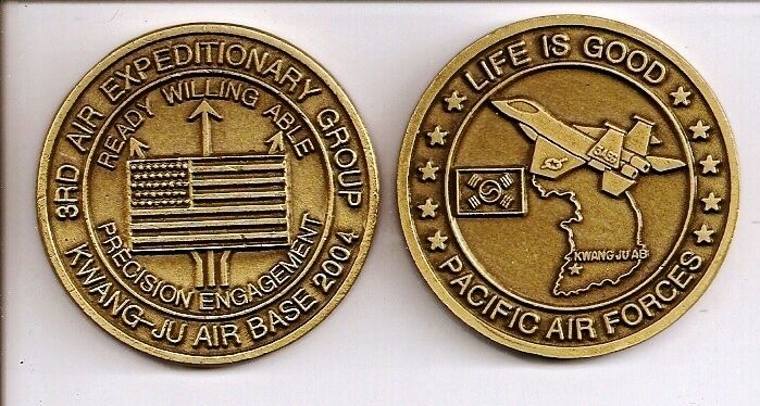 Unique USAF 3rd Air Exp Grp Kwang-Ju AB Challenge Coin