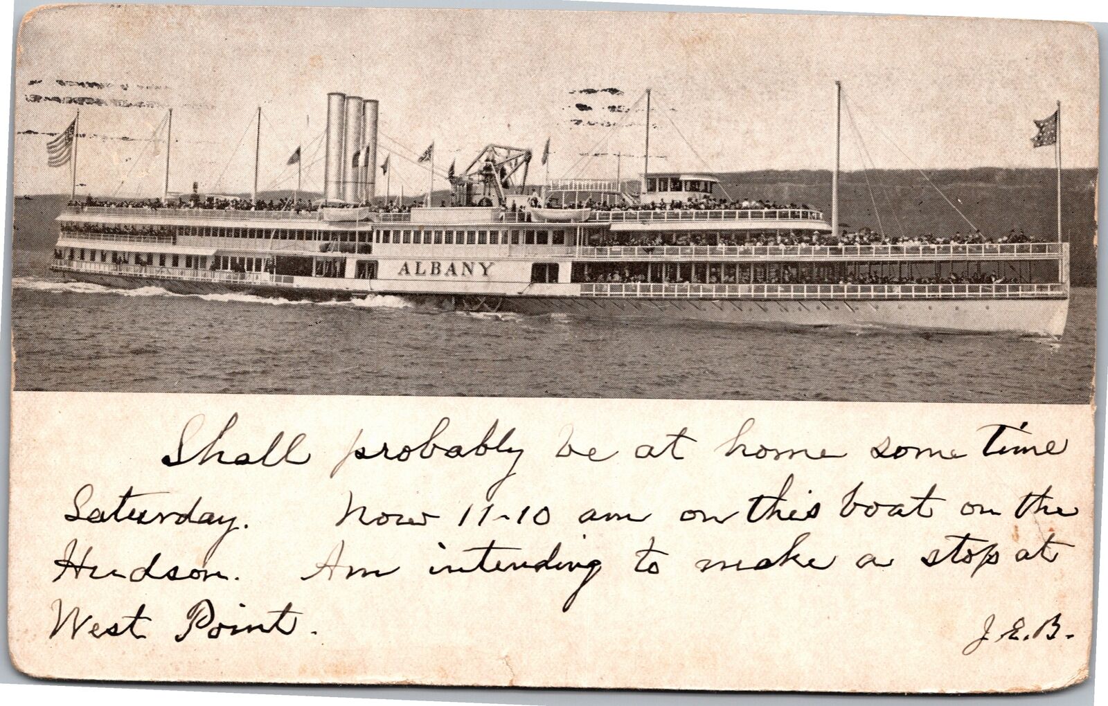 Postcard NY Hudson River Day Line Steamer Albany