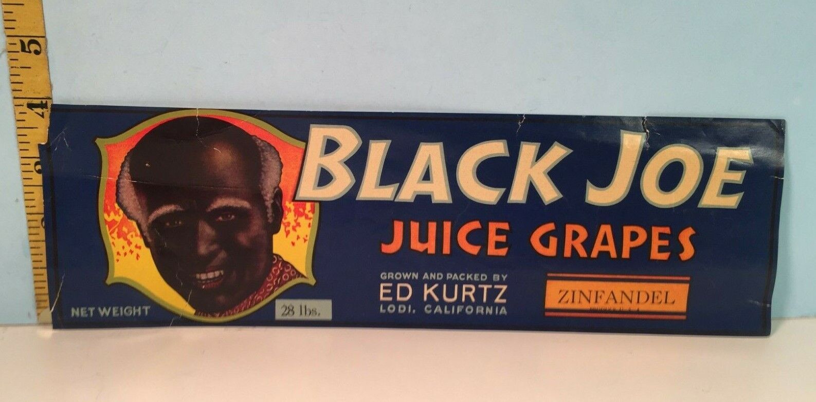 Vintage Black Joe Juice Grape Zinfandel Label Ed Kurtz Company Lodi, CA