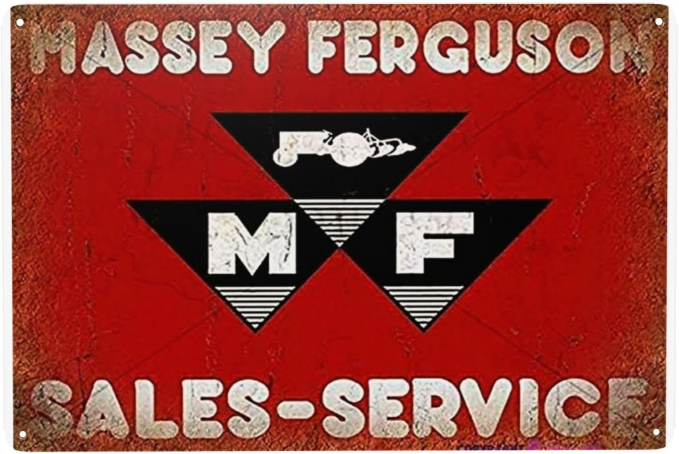 Retro Metal Tin Sign - Massey Ferguson Logo - Nostalgic Vintage Metal Wall Decor