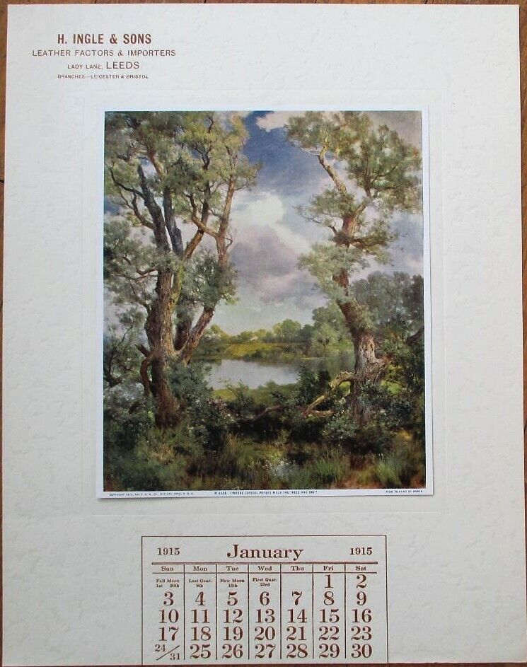 Leeds, West Yorkshire, UK 1915 11x14 Advertising Calendar: Leather Co. - England