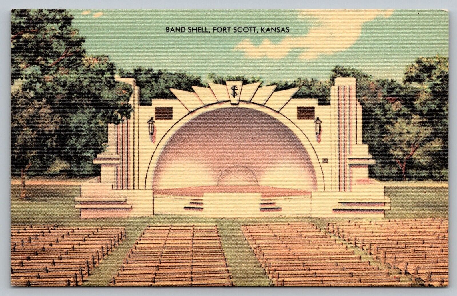 Postcard The Band Shell Fort Scott Kansas VTG c1930  G3