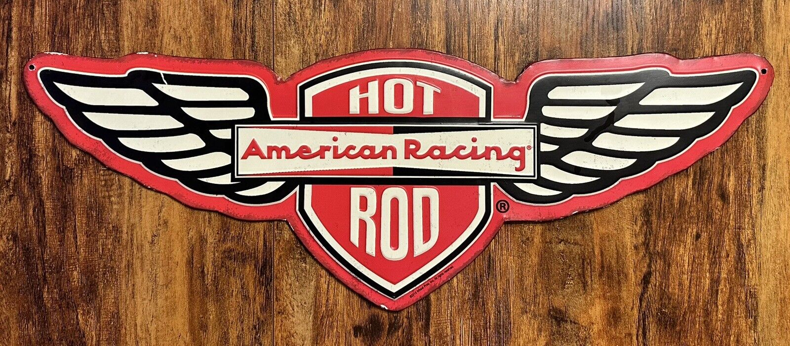 American Racing Hot Rod Metal Embossed Sign Size 21x7”