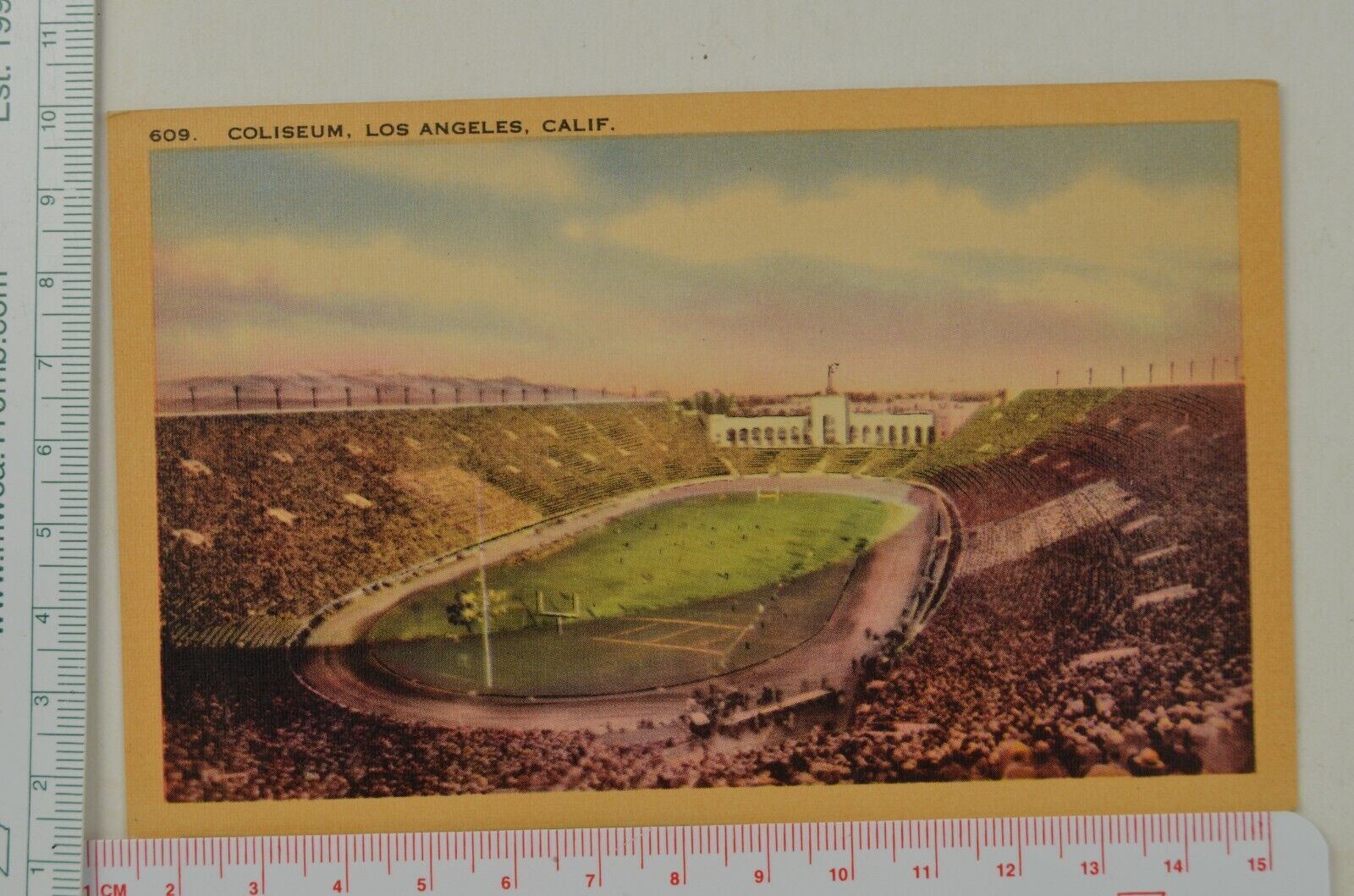 Vintage Coliseum Los Angeles Postcard USC Football Stadium Longshaw Olympics