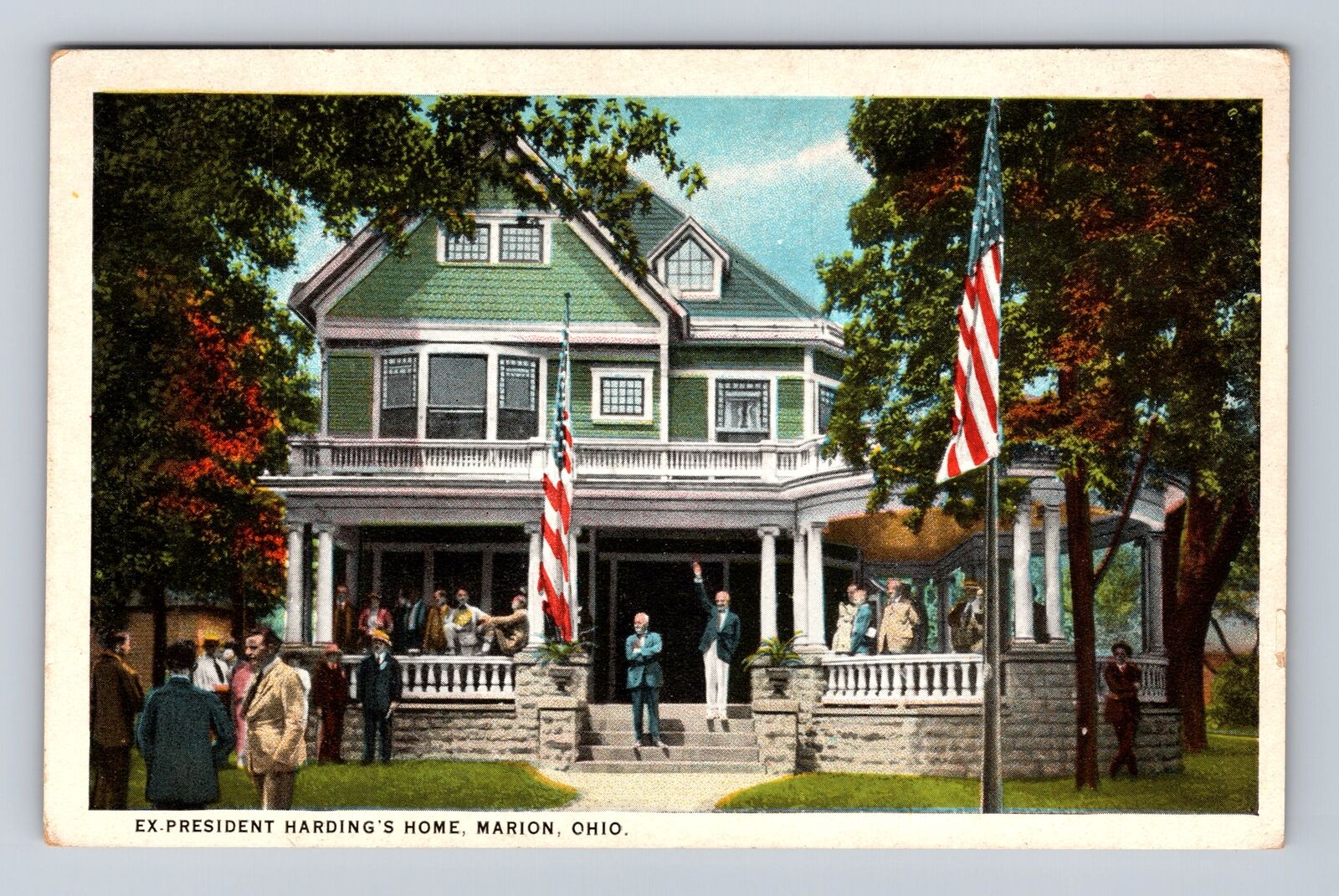 Marion OH-Ohio, Ex President Harding\'s Home, Antique Vintage Souvenir Postcard
