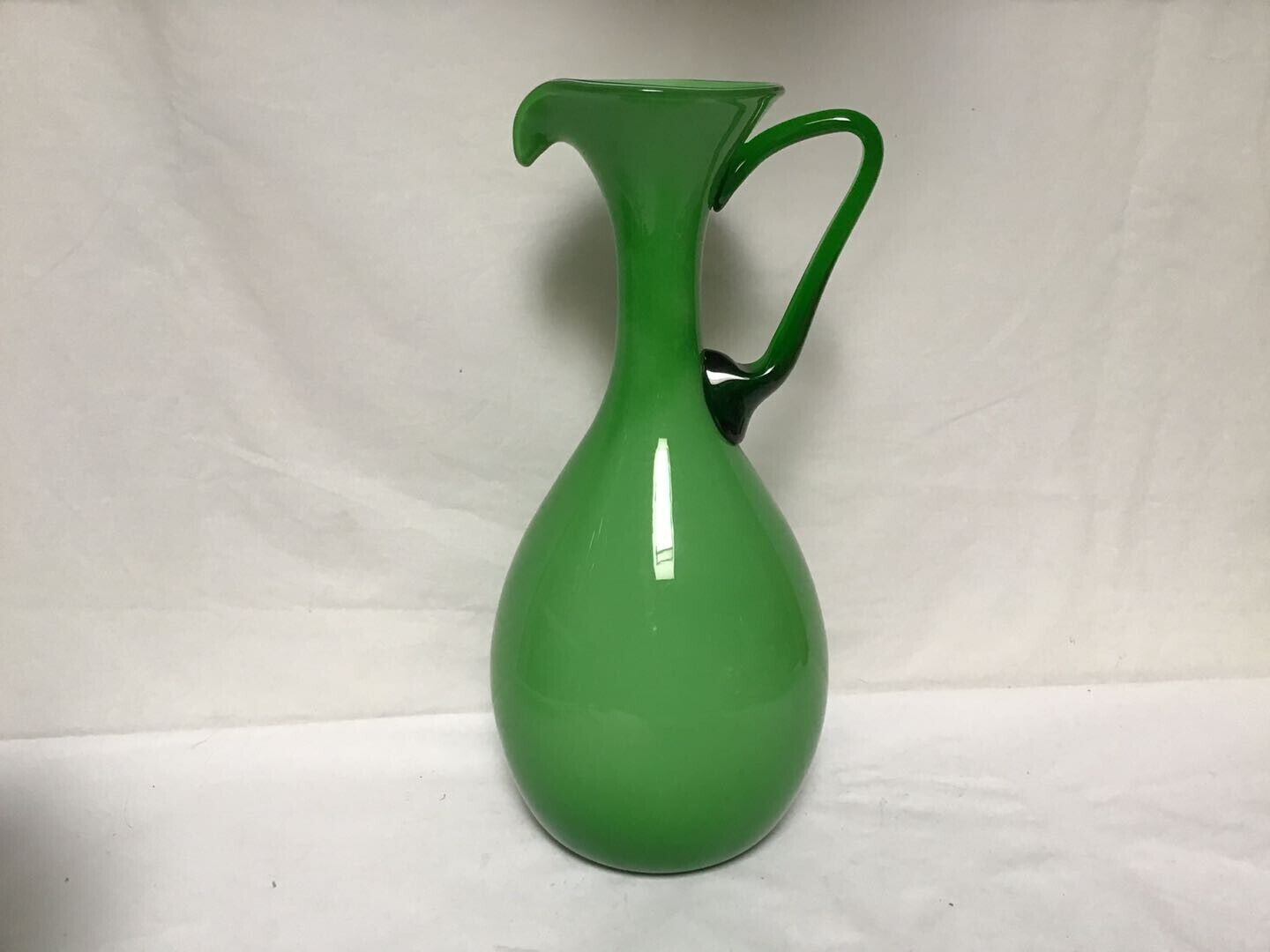 DD28 Vintage Antique Circa Early Century Italian Green Glass Double Layer Kettle