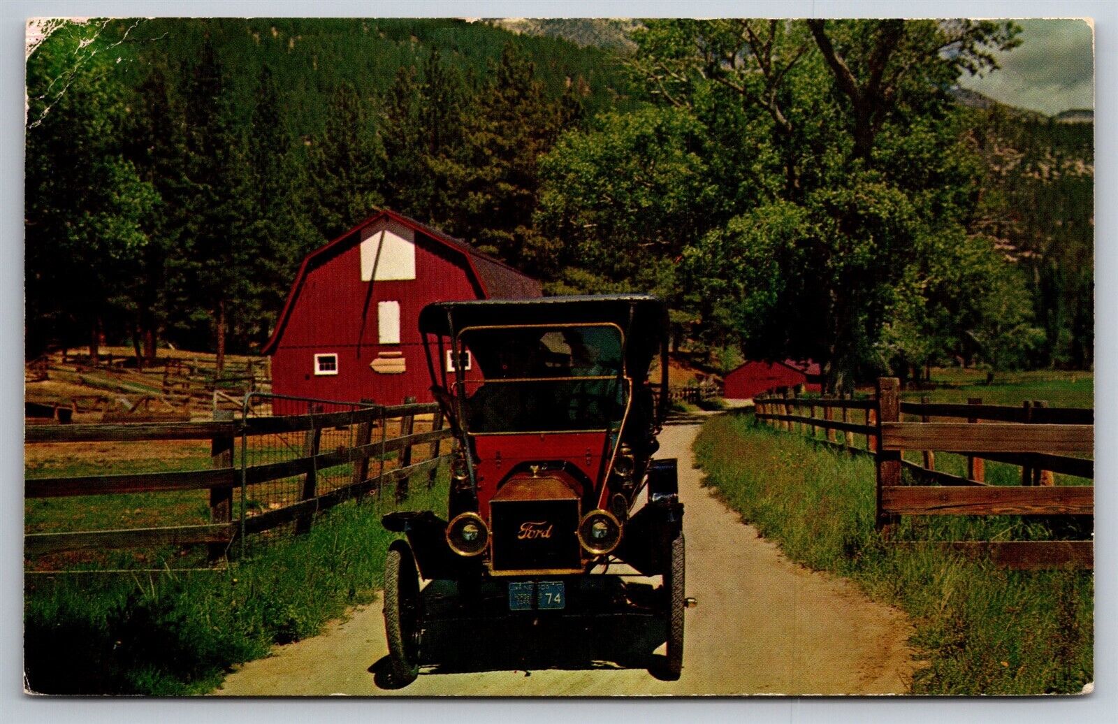 Ford Horseless Carriage Farm Lane Barn Fence Photo By Mike Roberts Postcard L23