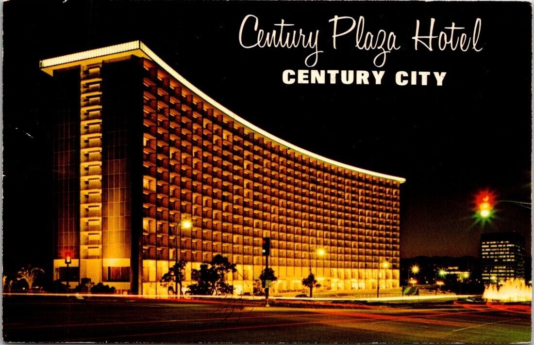 Los Angeles CA Century Plaza Hotel California Night Advertising Vintage Postcard