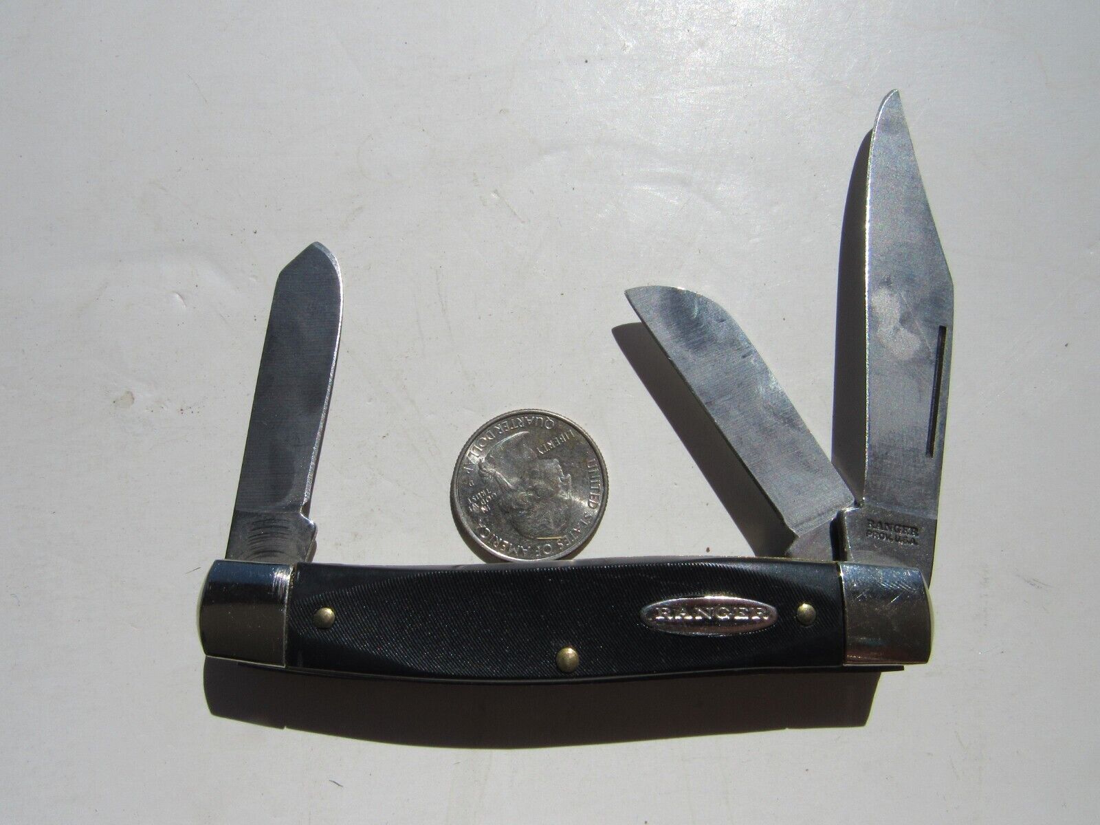 VINTAGE RANGER PROV MADE IN USA 3 BLADED STOCKMAN KNIFE NOS Mint