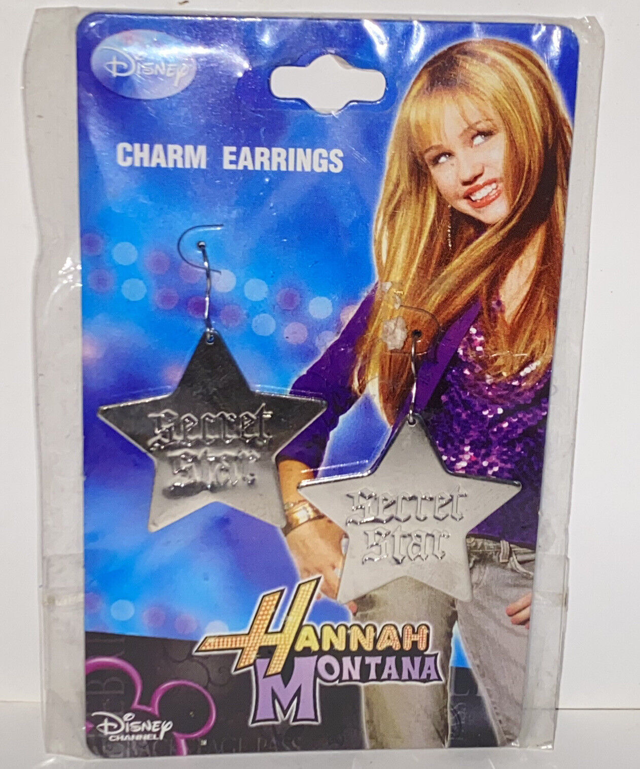 Disney\'s Hannah Montana Secret Star Silver Charm Dangle Pierced Earrings