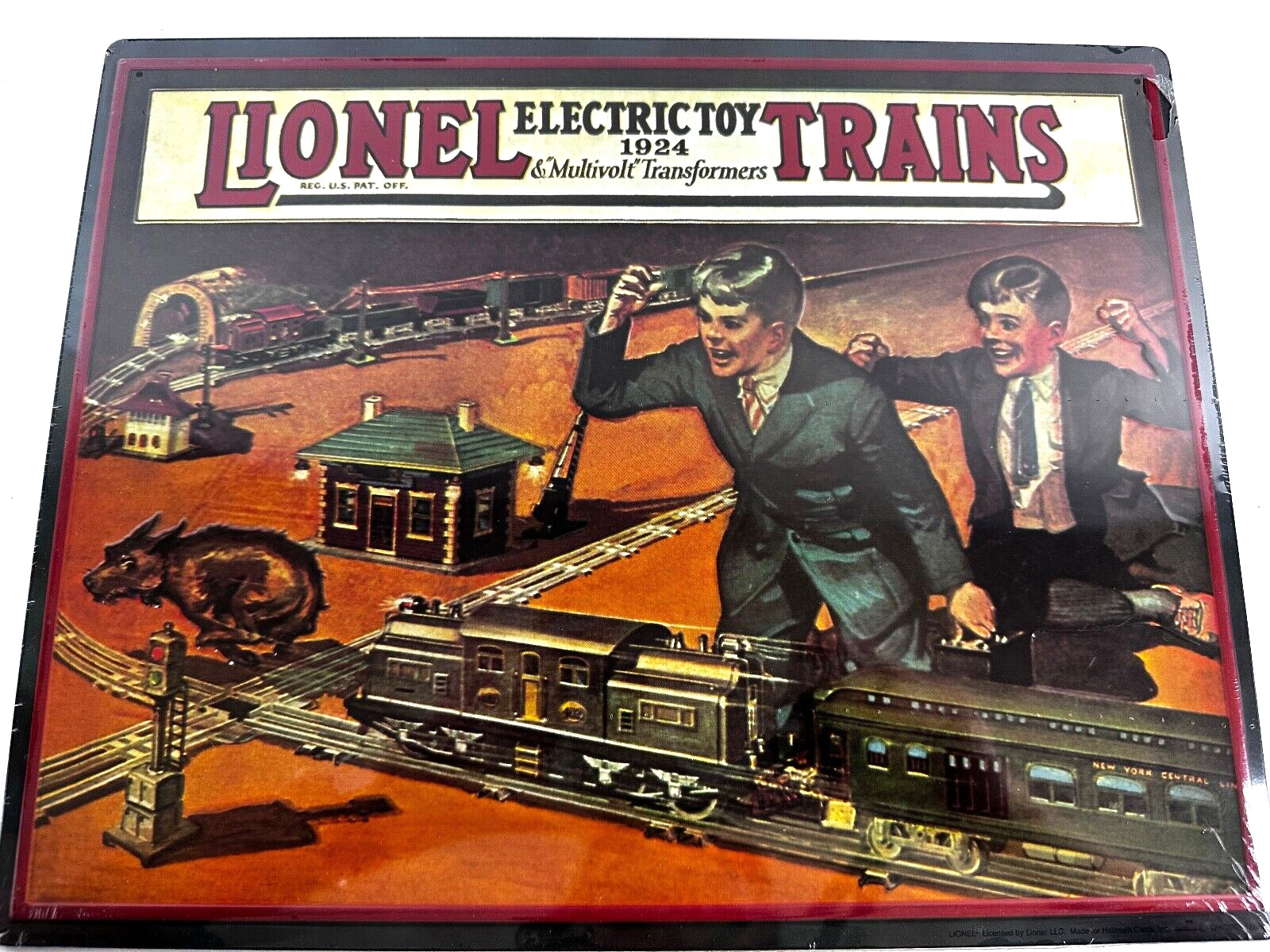 Vintage 1999 Lionel Train Metal / Tin Sign 1924 Picture / Hallmark 14” x 11”